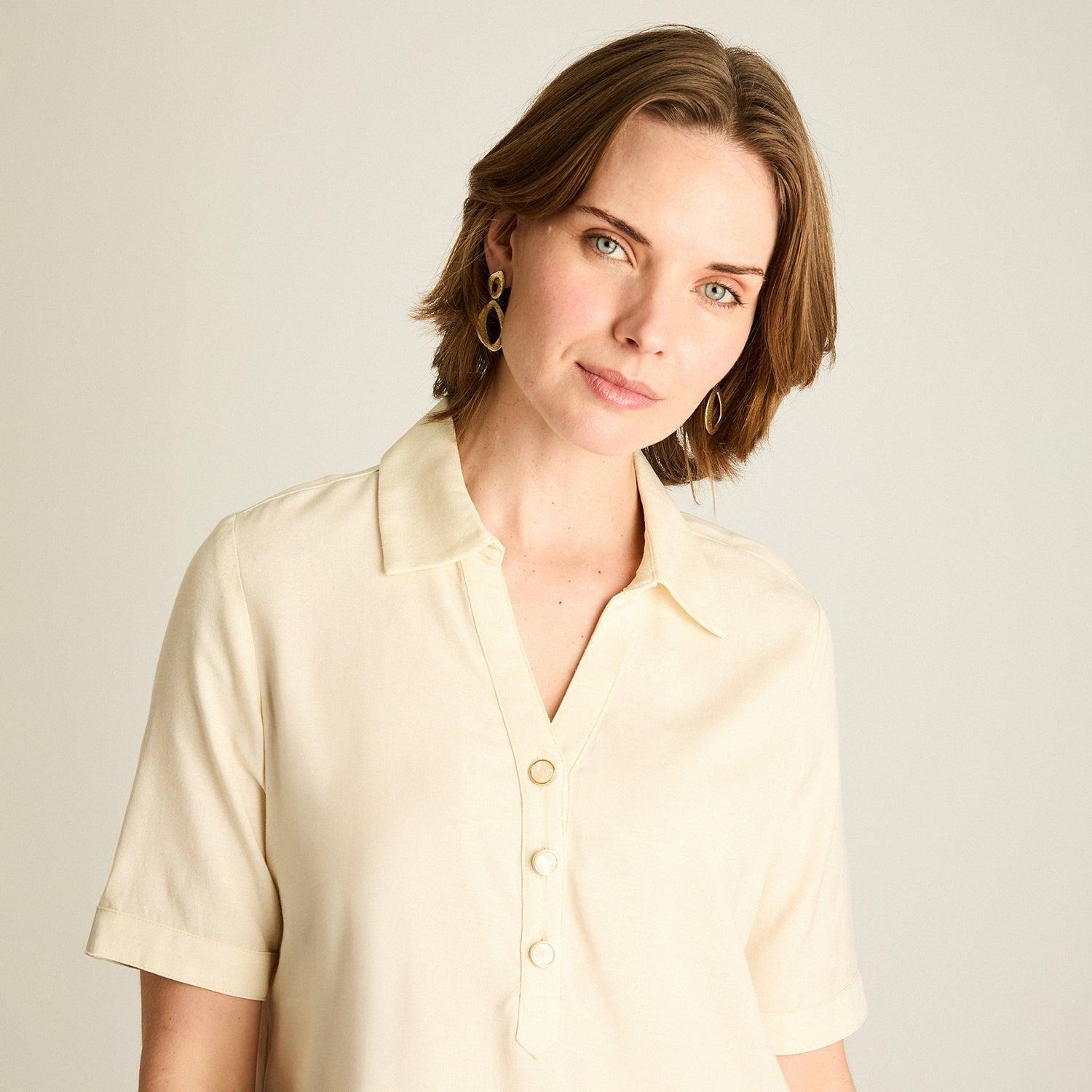 Blusa Lino Crudo Manga Corta-2