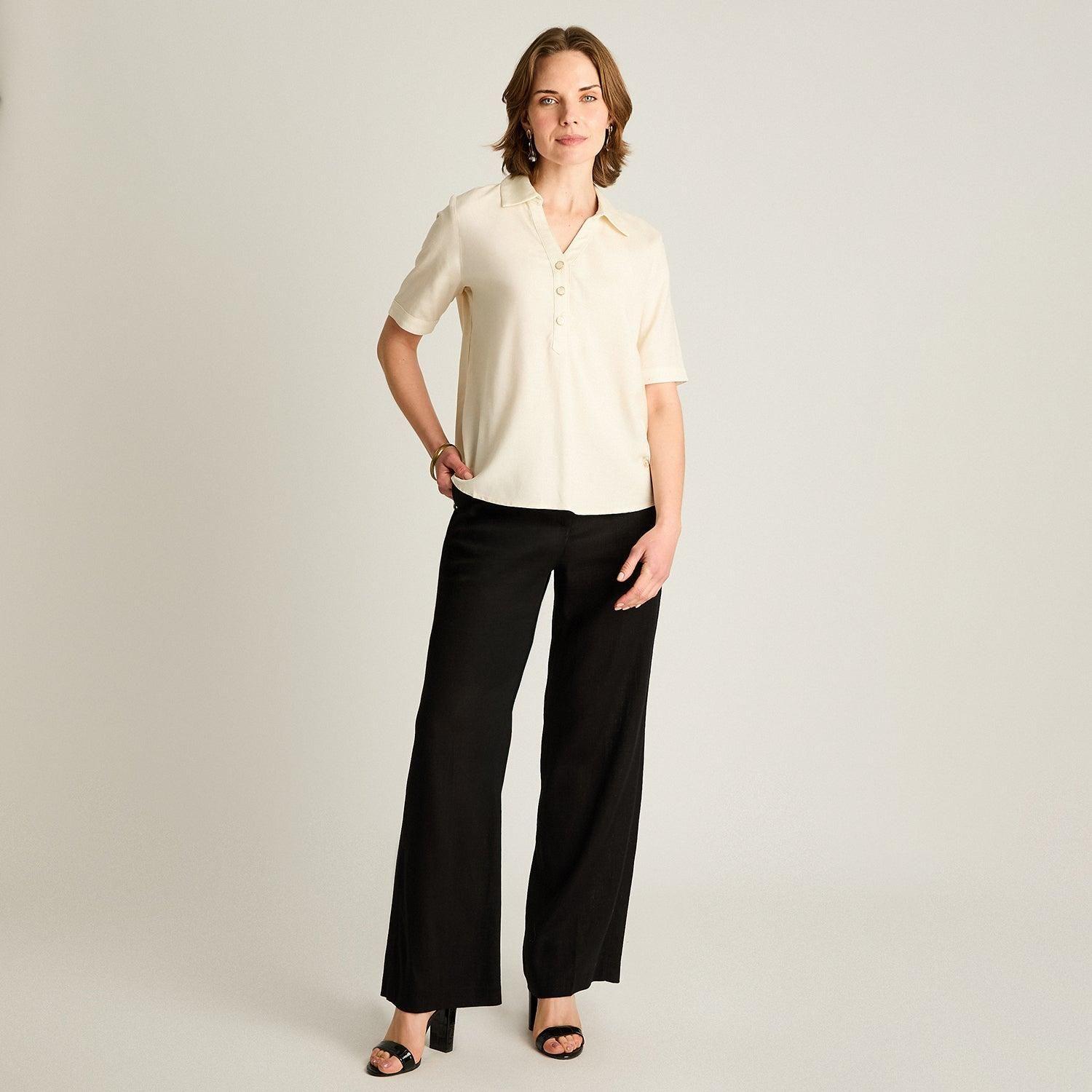 Blusa Lino Crudo Manga Corta-3