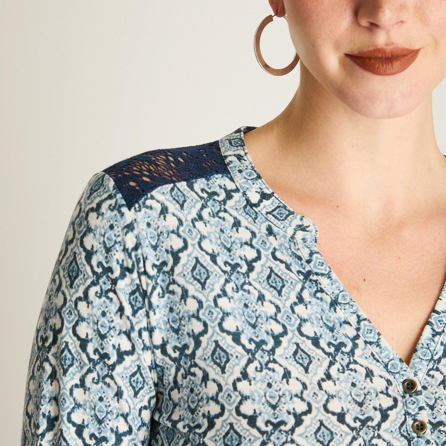 Polera Índigo Manga Larga con Detalle de Macramé-3