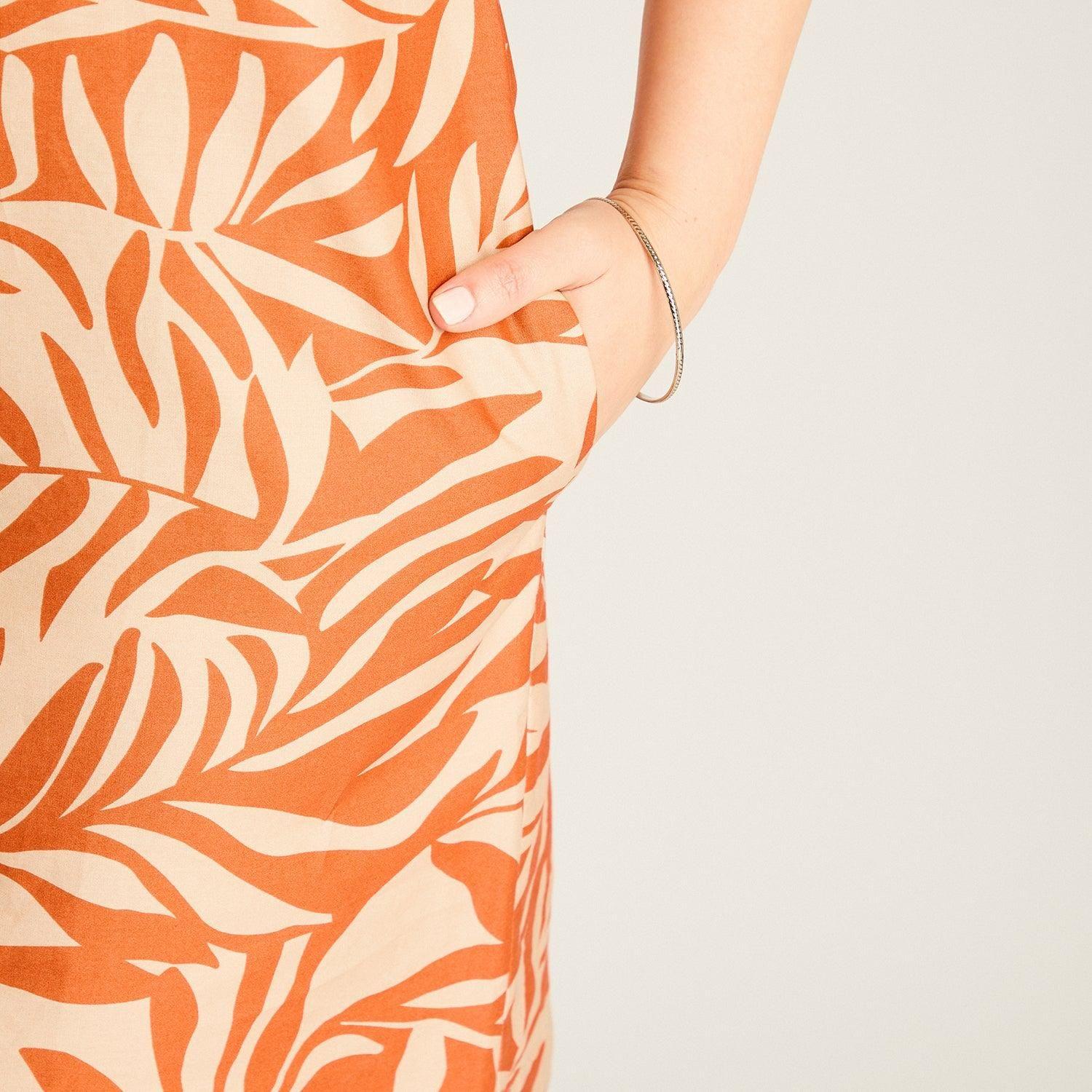 Vestido Corto Terracota No Elasticado Sin Forro Calce Holgado-2