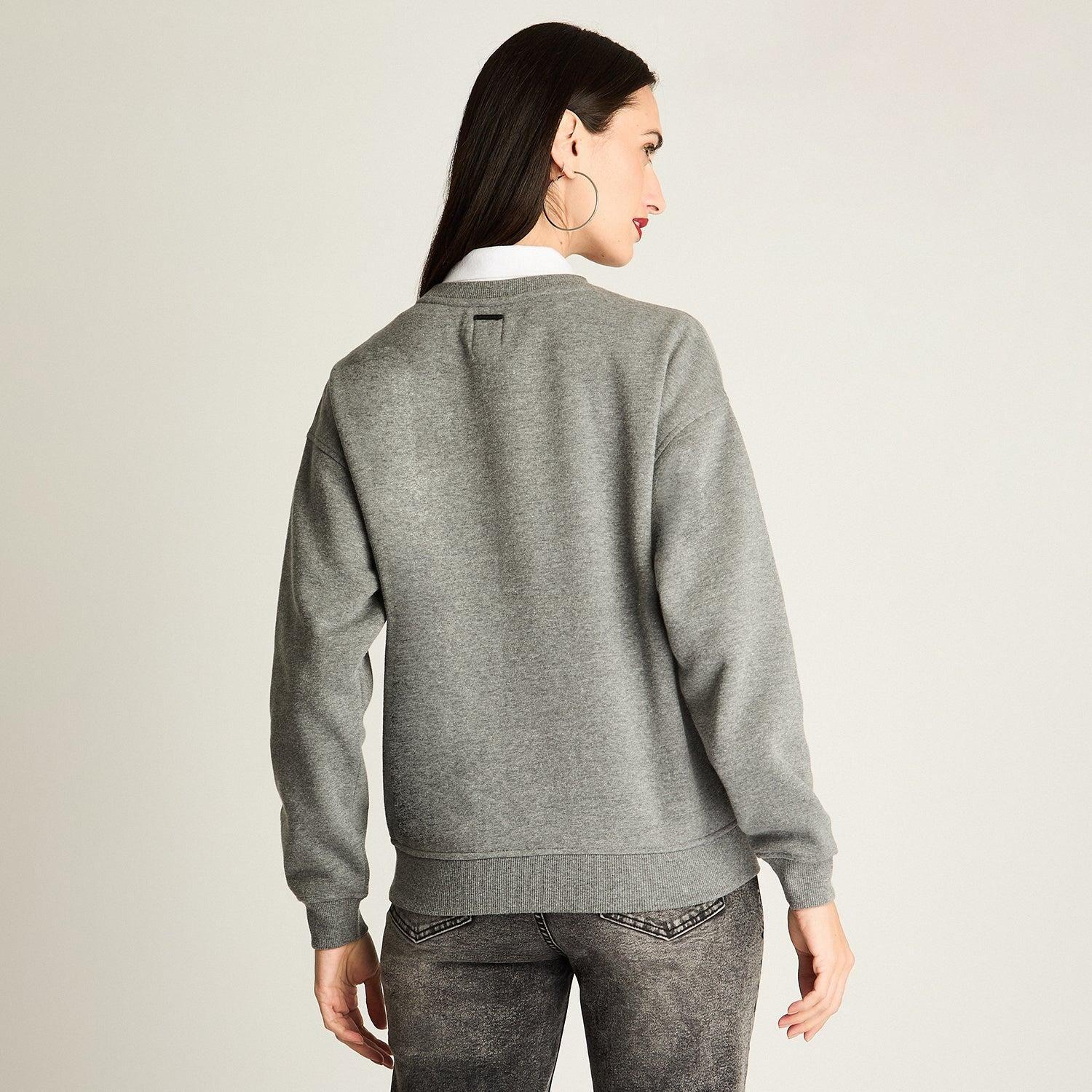 Polerón Con Aplicación De Cuello Print Gris-3
