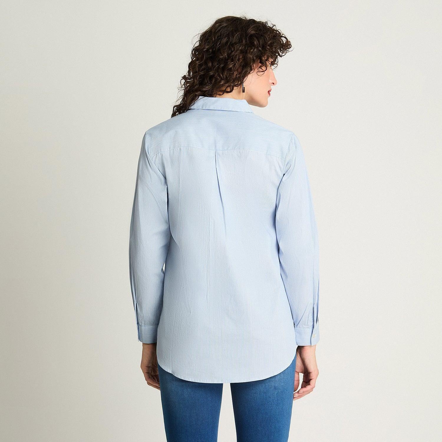 Blusa Manga Larga Algodón Basica Celeste-0
