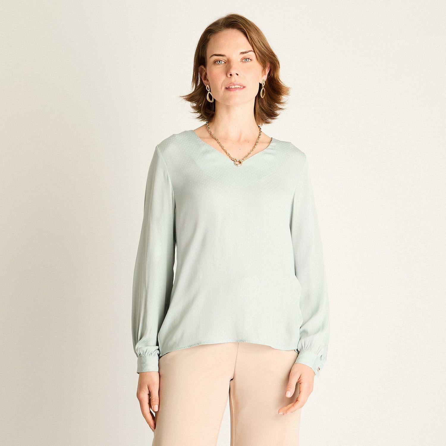 Blusa Menta Cuello en V-0
