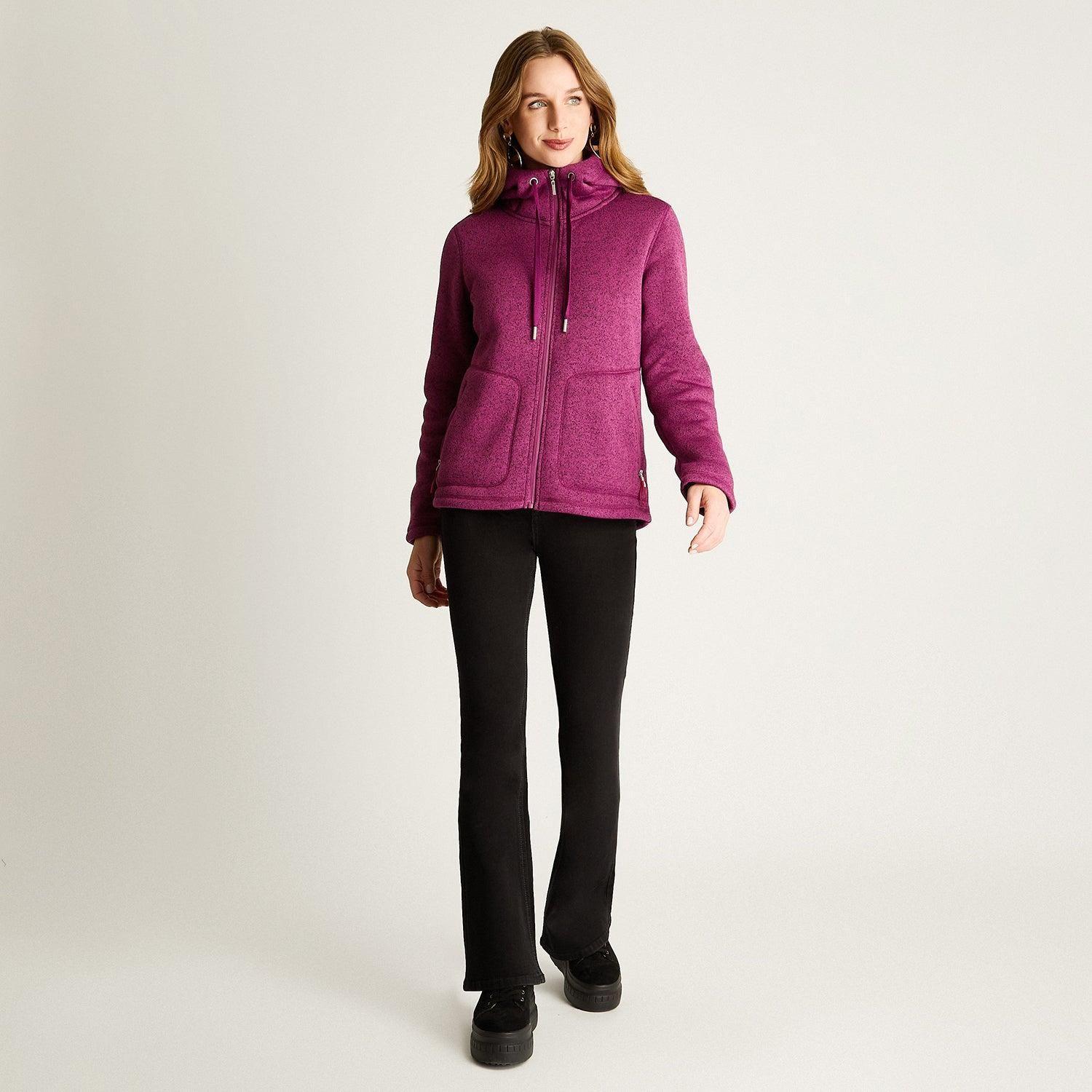 Polerón Jersey Melange Bondeado Coral Fleece Magenta-2