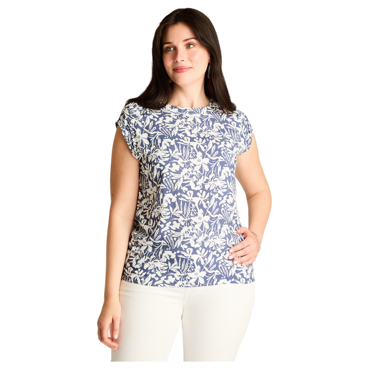 Blusa Azul Manga Corta No Elasticado Sin Forro Calce Holgado-0