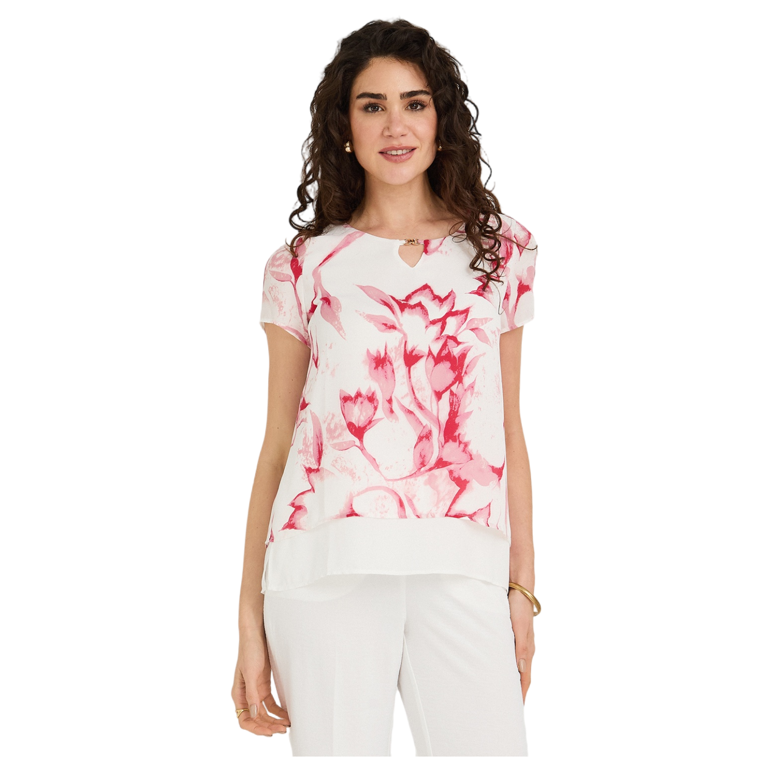 Blusa con Faldón Manga Corta Rojo-0