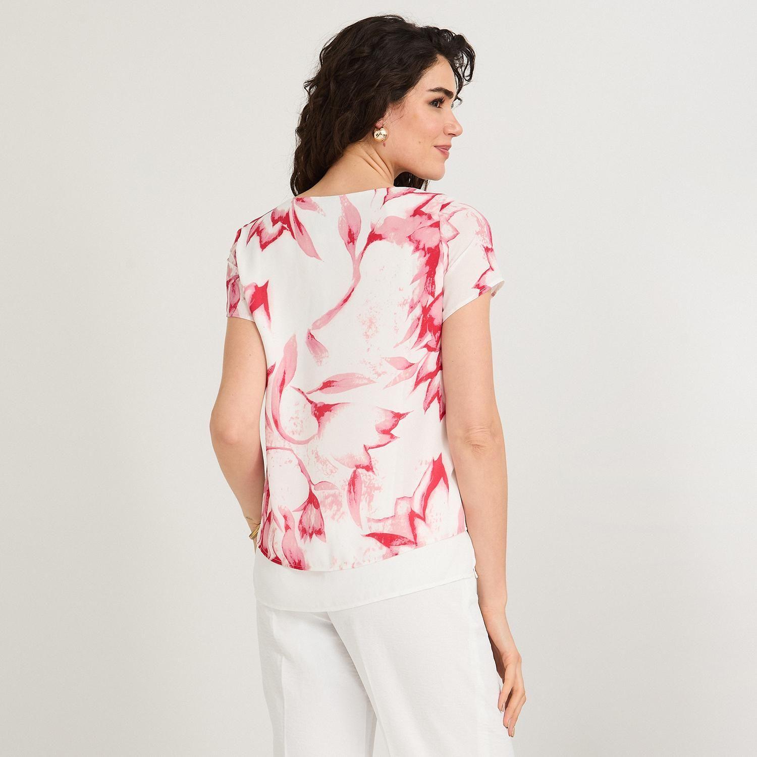 Blusa con Faldón Manga Corta Rojo-1
