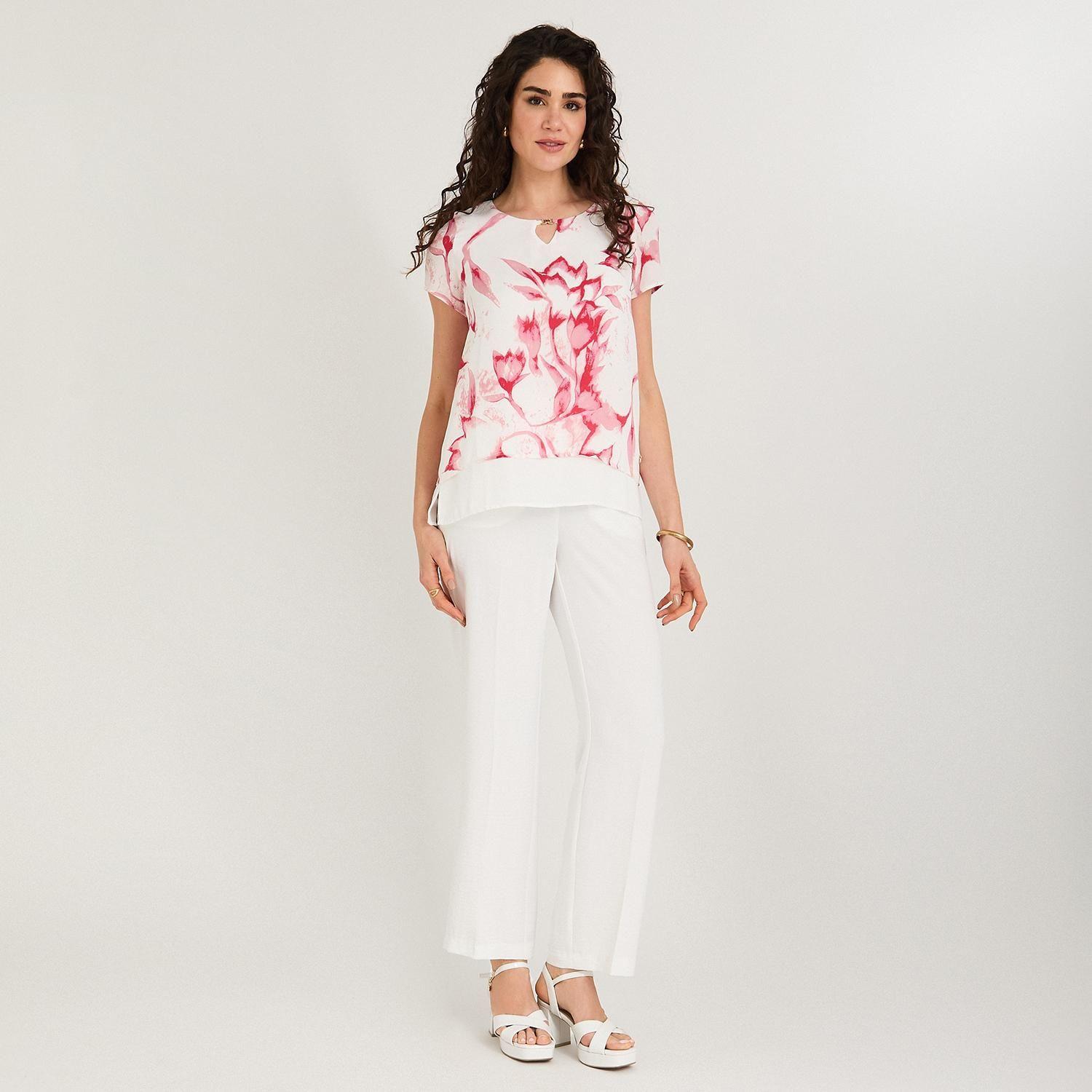 Blusa con Faldón Manga Corta Rojo-3