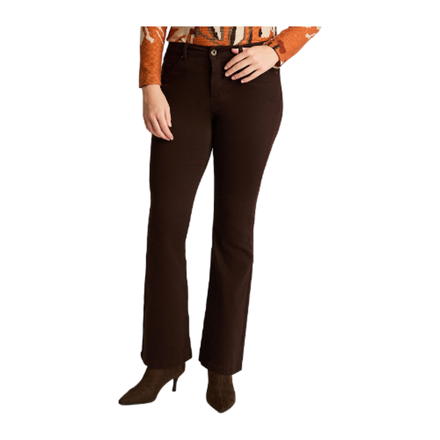 Jeans Cafe Elasticidad Media Sin Forro Calce Normal Tela Denim-0