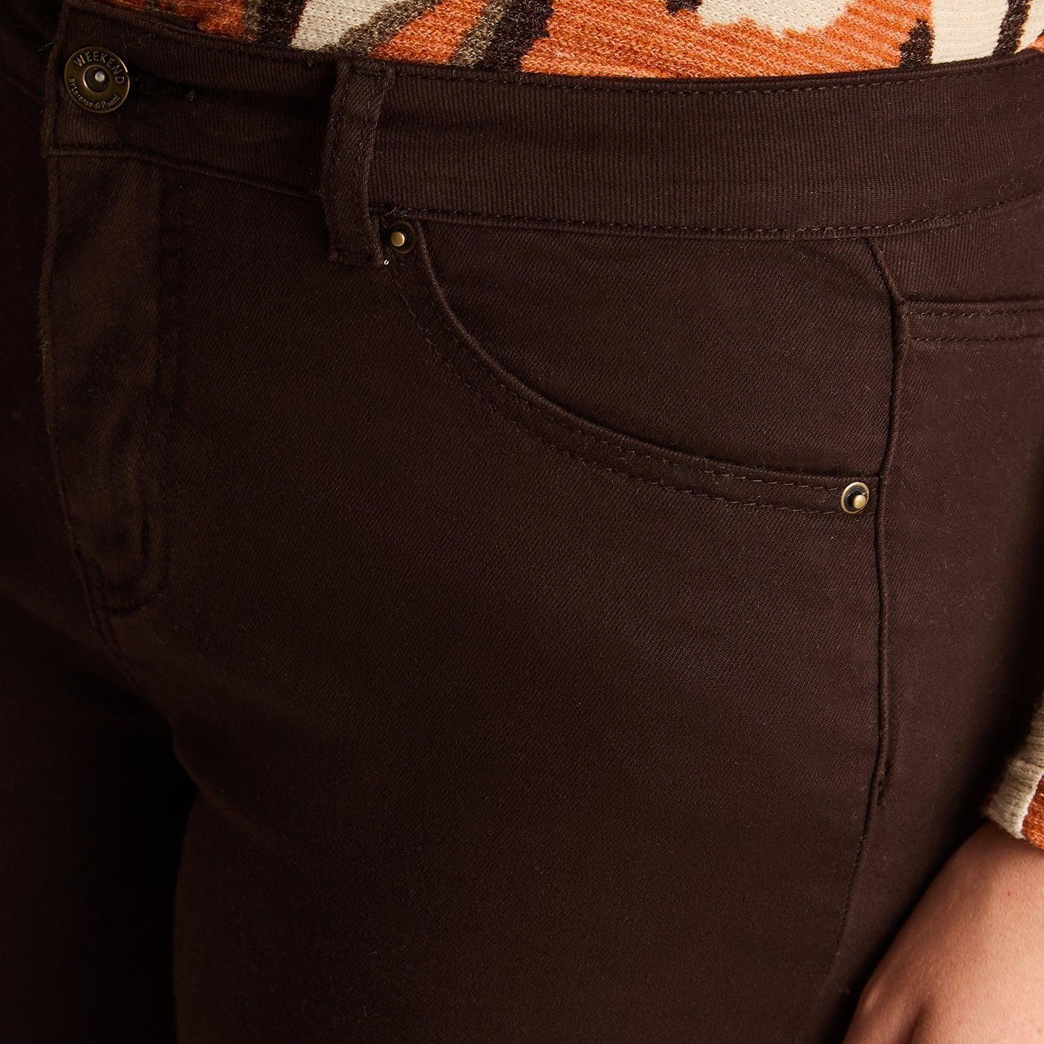 Jeans Cafe Elasticidad Media Sin Forro Calce Normal Tela Denim-2