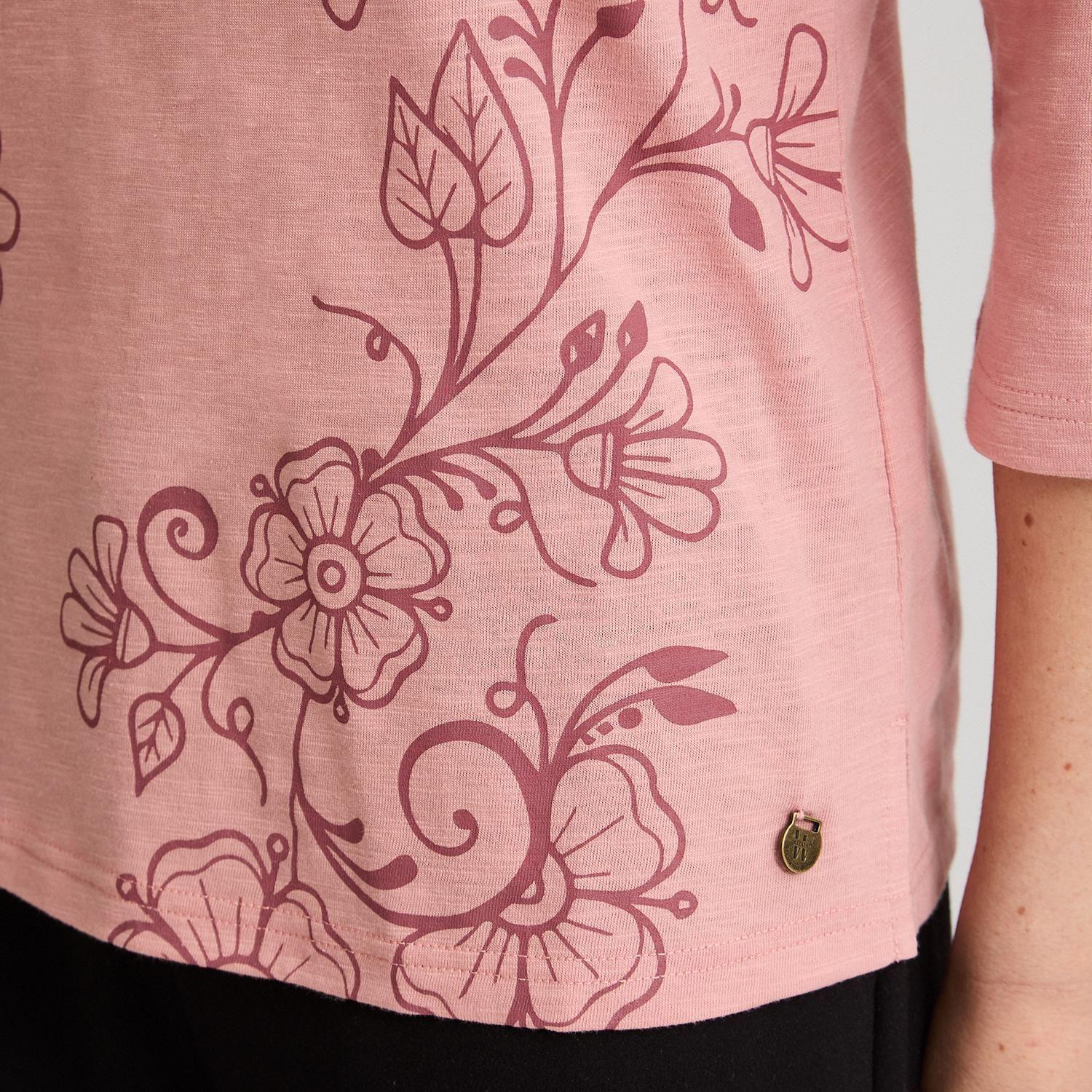 Polera Manga 3/4 con Estampado al Tono Rosado-2