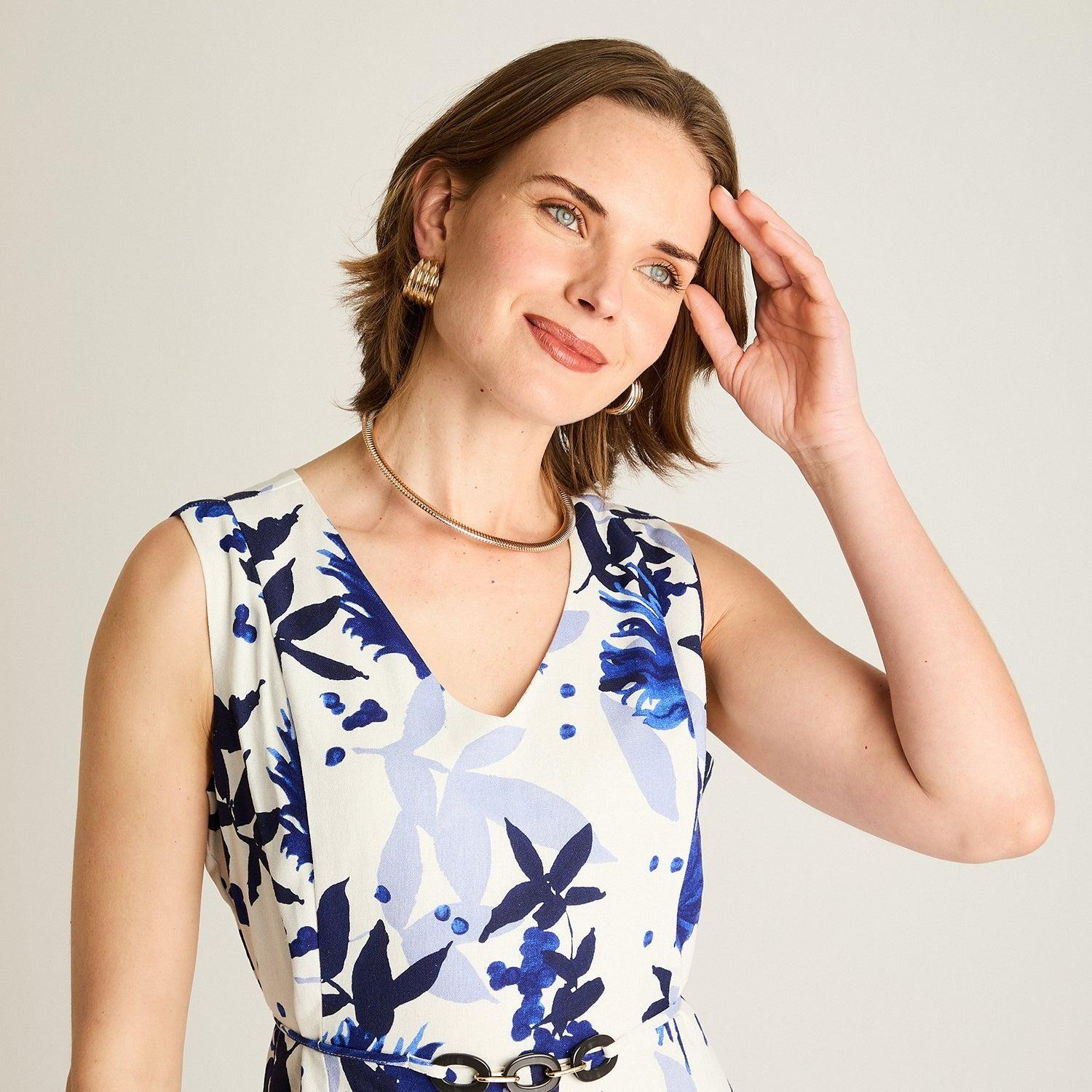 Vestido Midi Azul Floreado-2