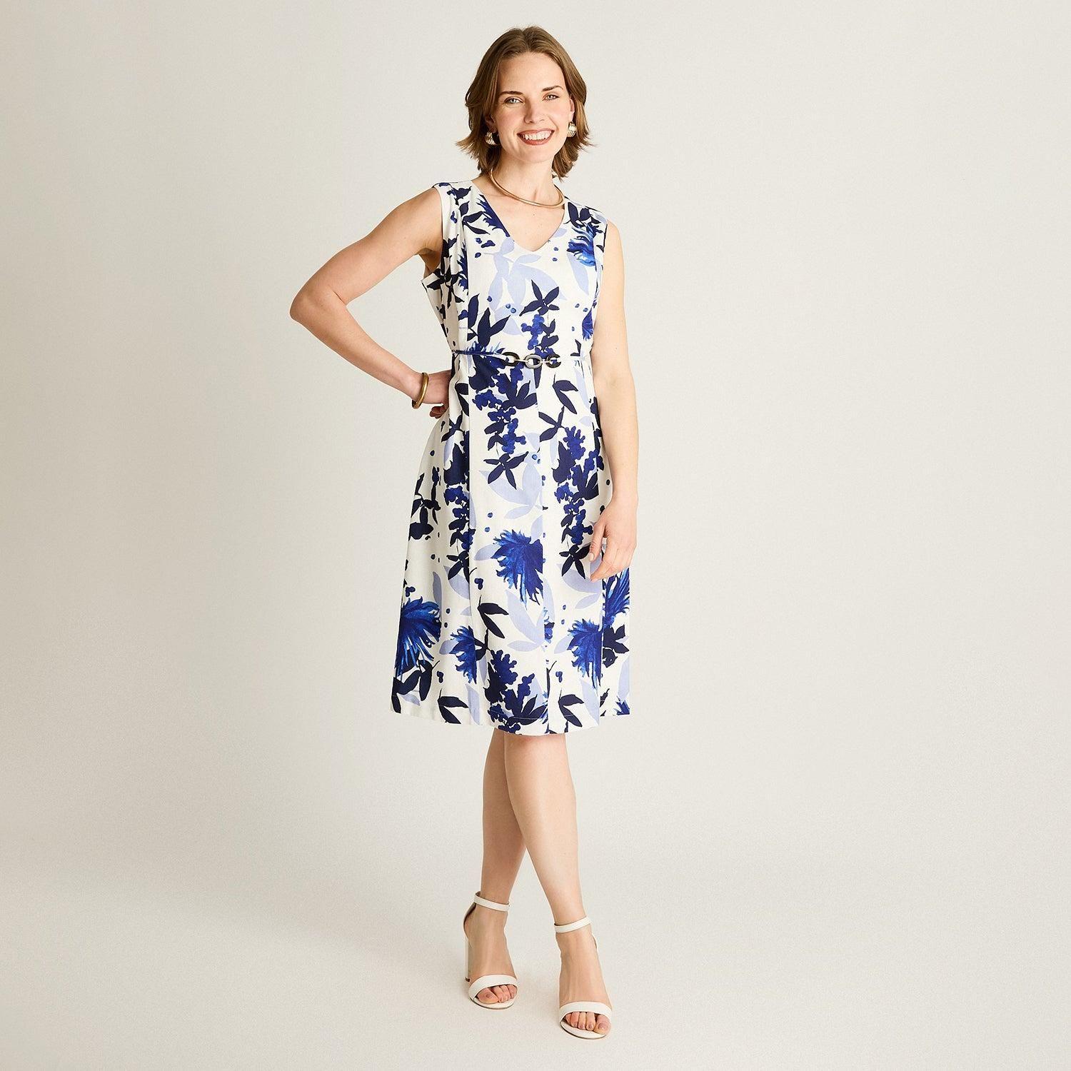 Vestido Midi Azul Floreado-3