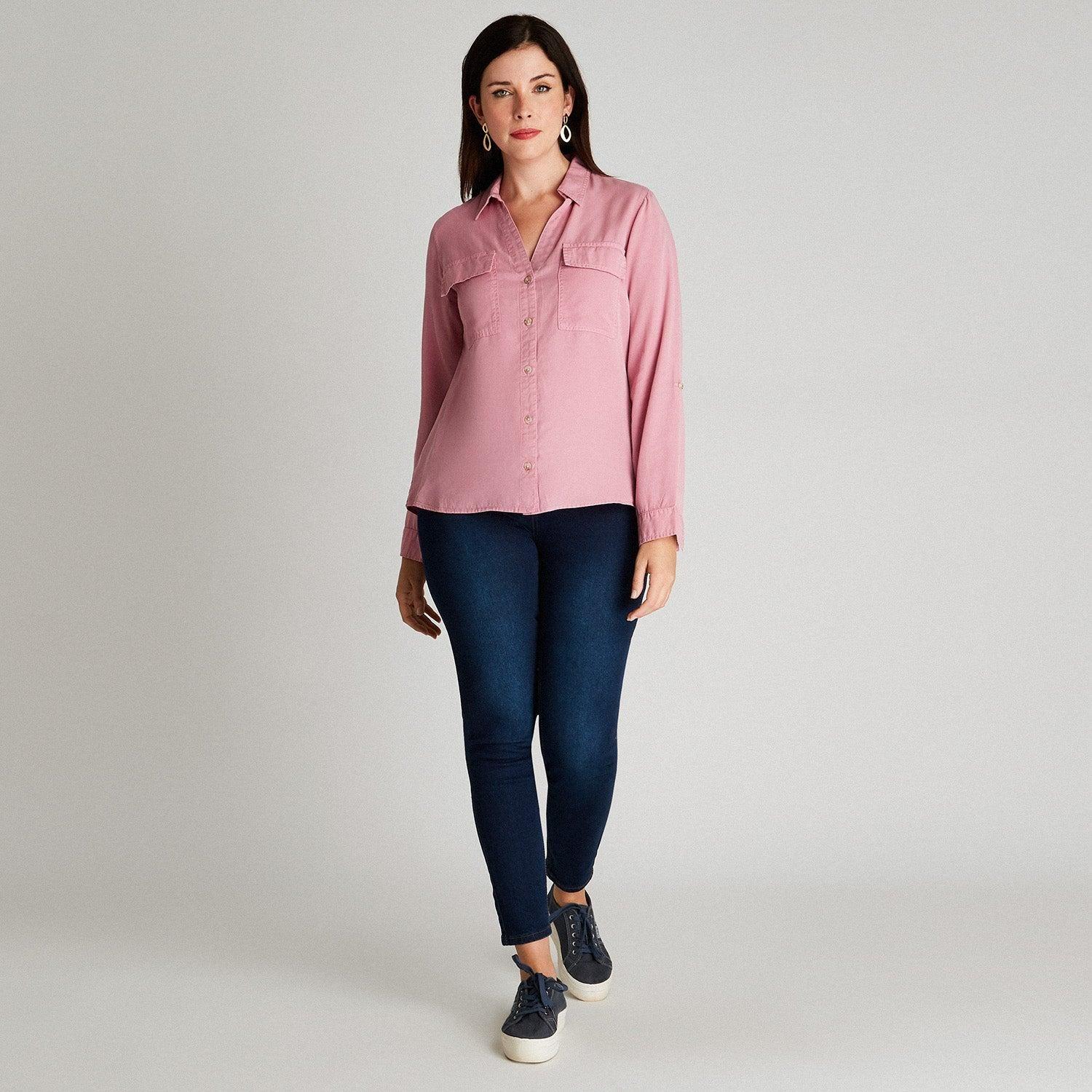 Blusa Rosa Cuello Camisero-3