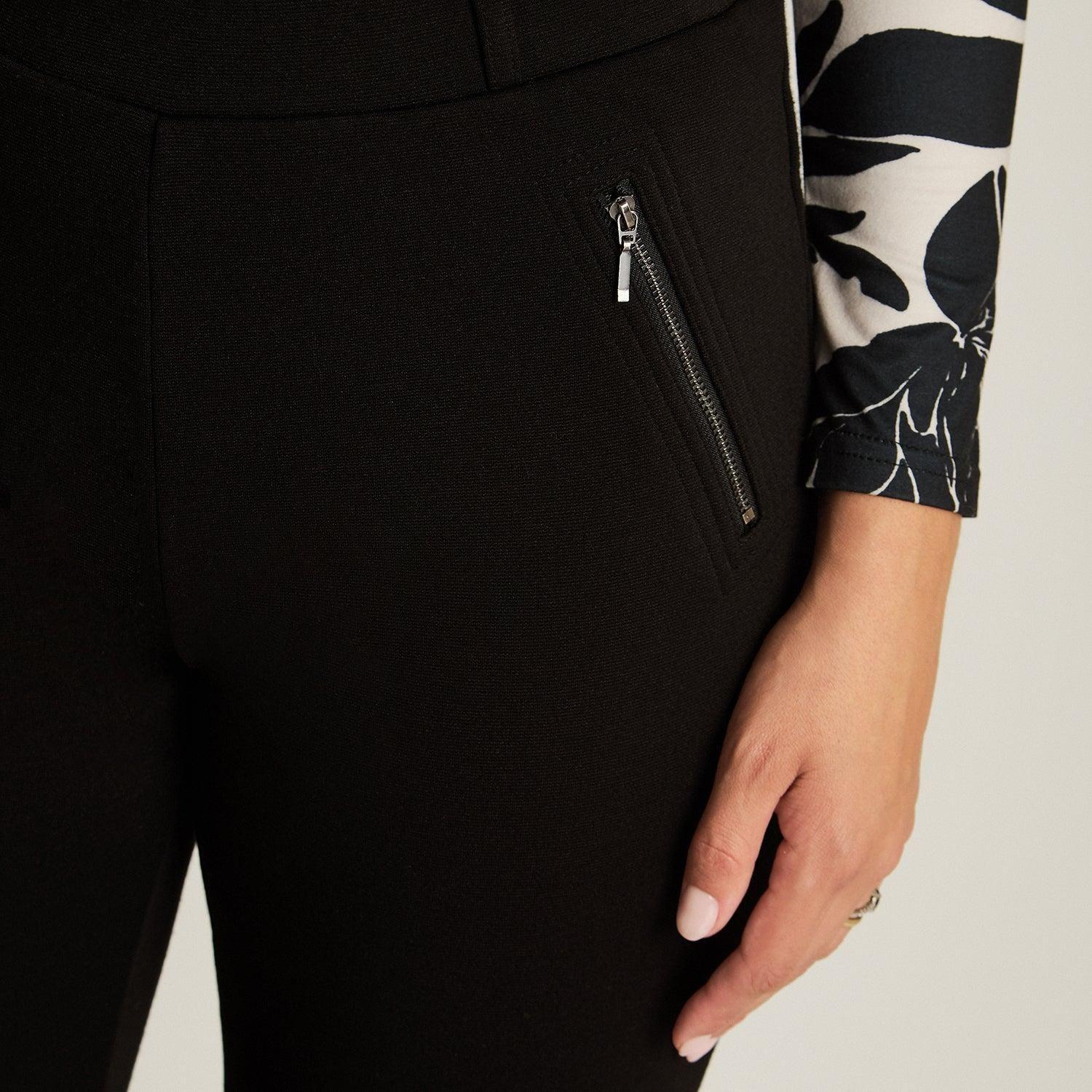 Calza Negra Recta Forrada con Polar en Tela Punto-2