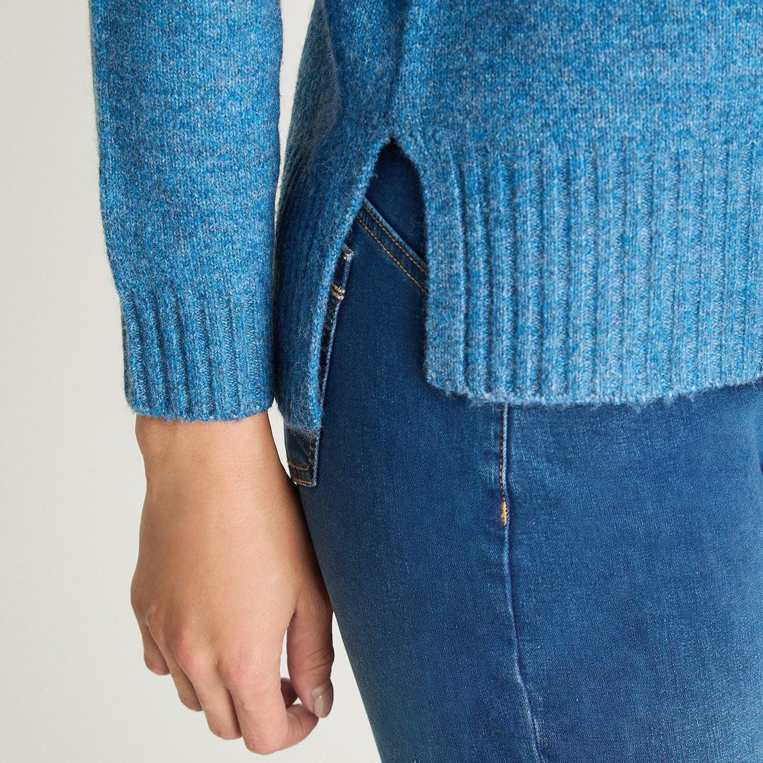 Tejido Manga Larga Cuello Mock Melange Indigo-2