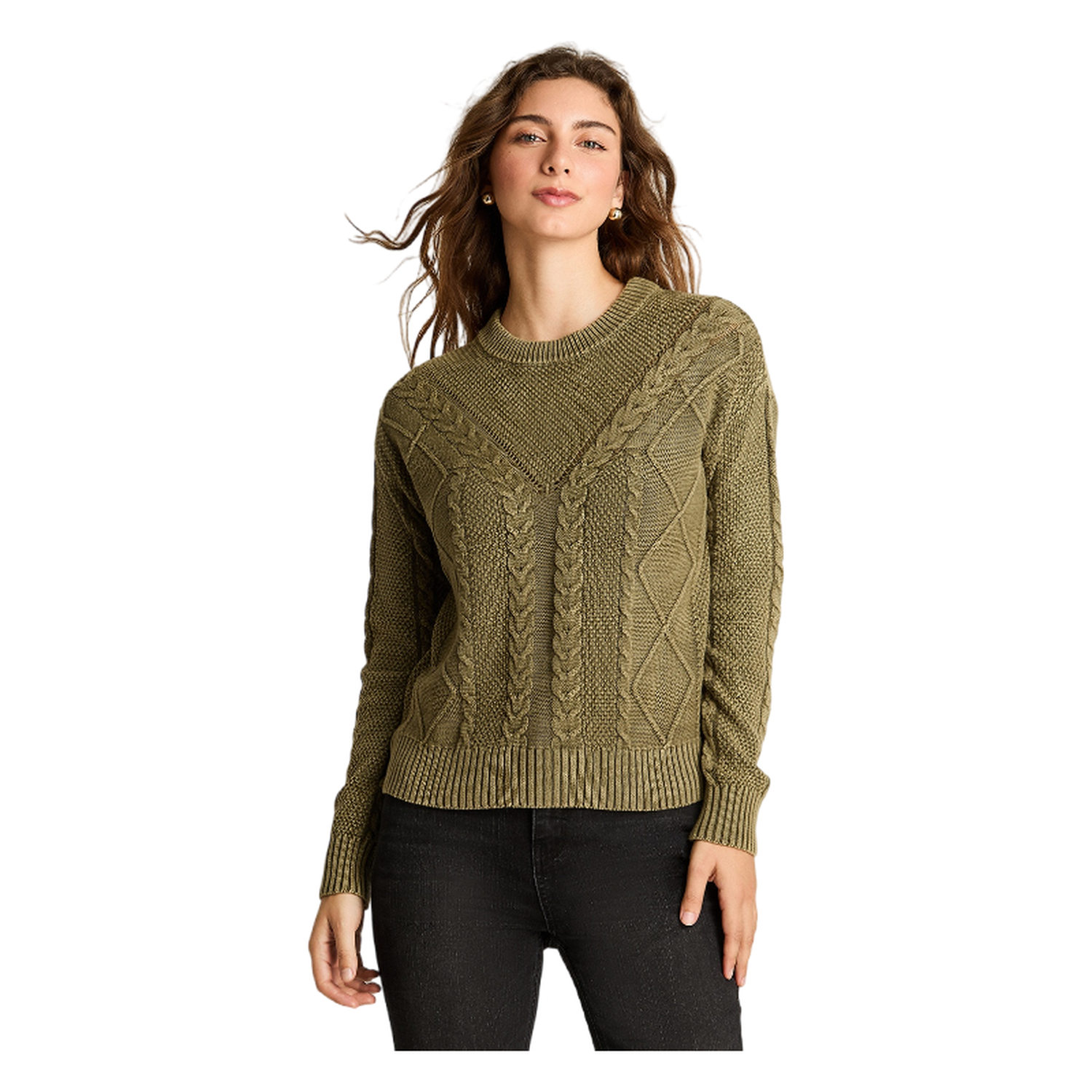 Sweater Manga Larga Acid Wash Verde-0