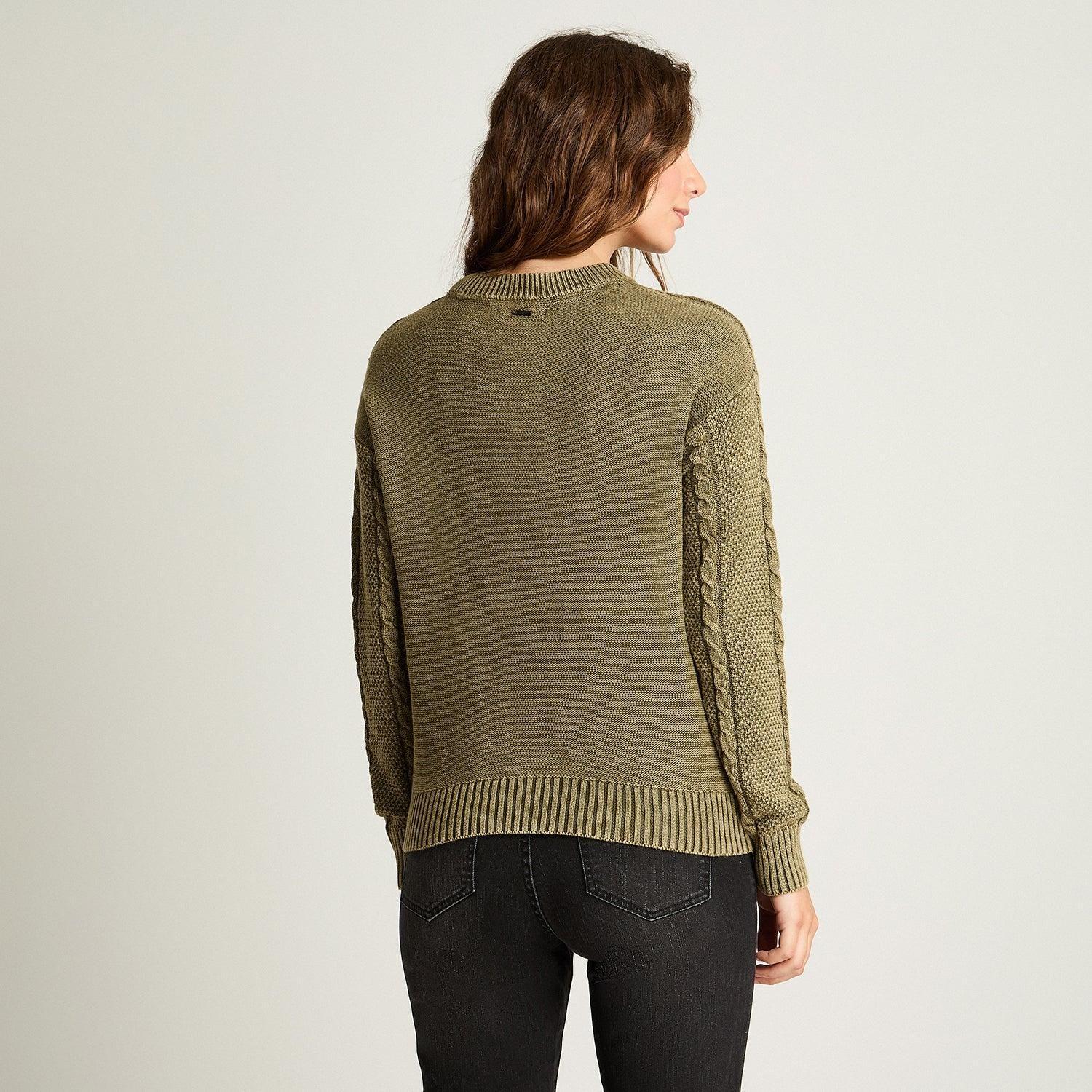 Sweater Manga Larga Acid Wash Verde-1