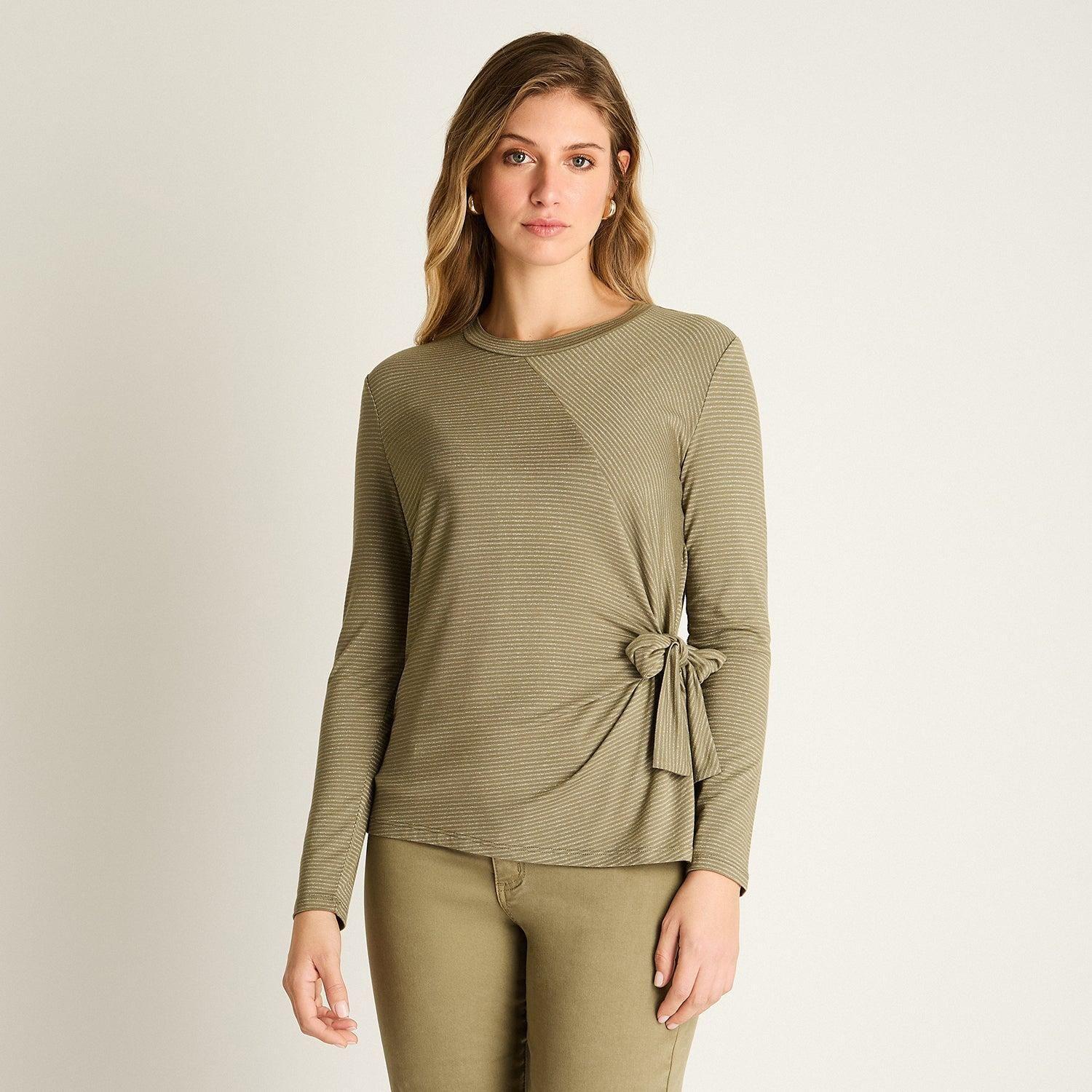 Polera Verde con Nudo Lateral-0