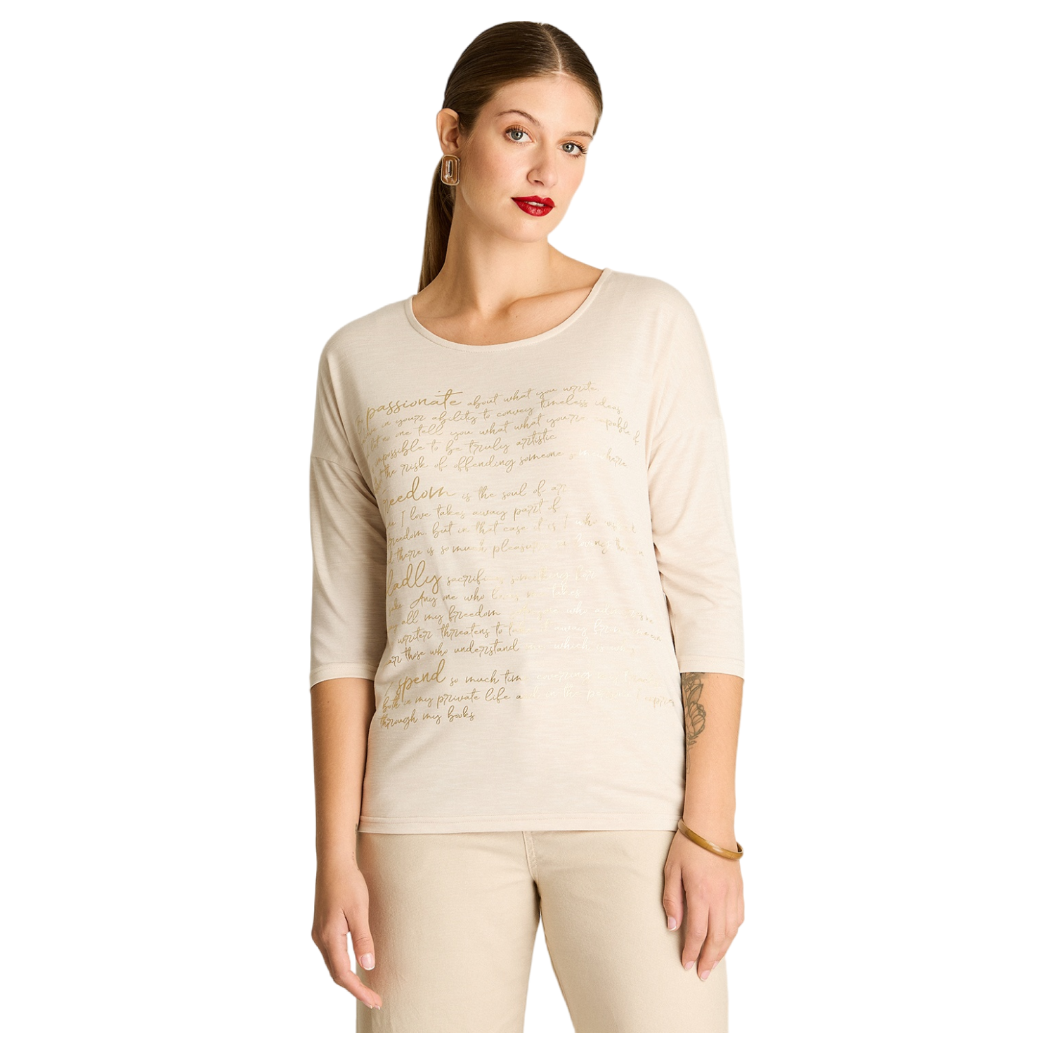 Polera Arena Manga 3/4 Estampada-0