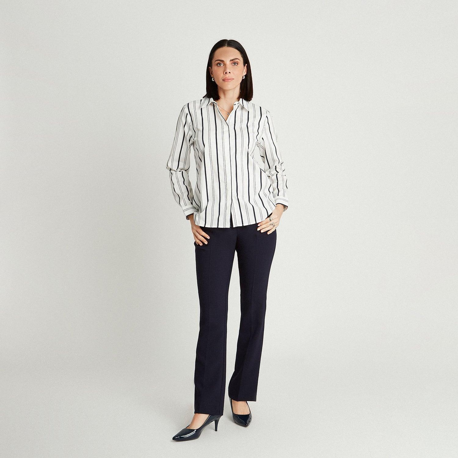 Blusa Blanca Rayada Camisera-3