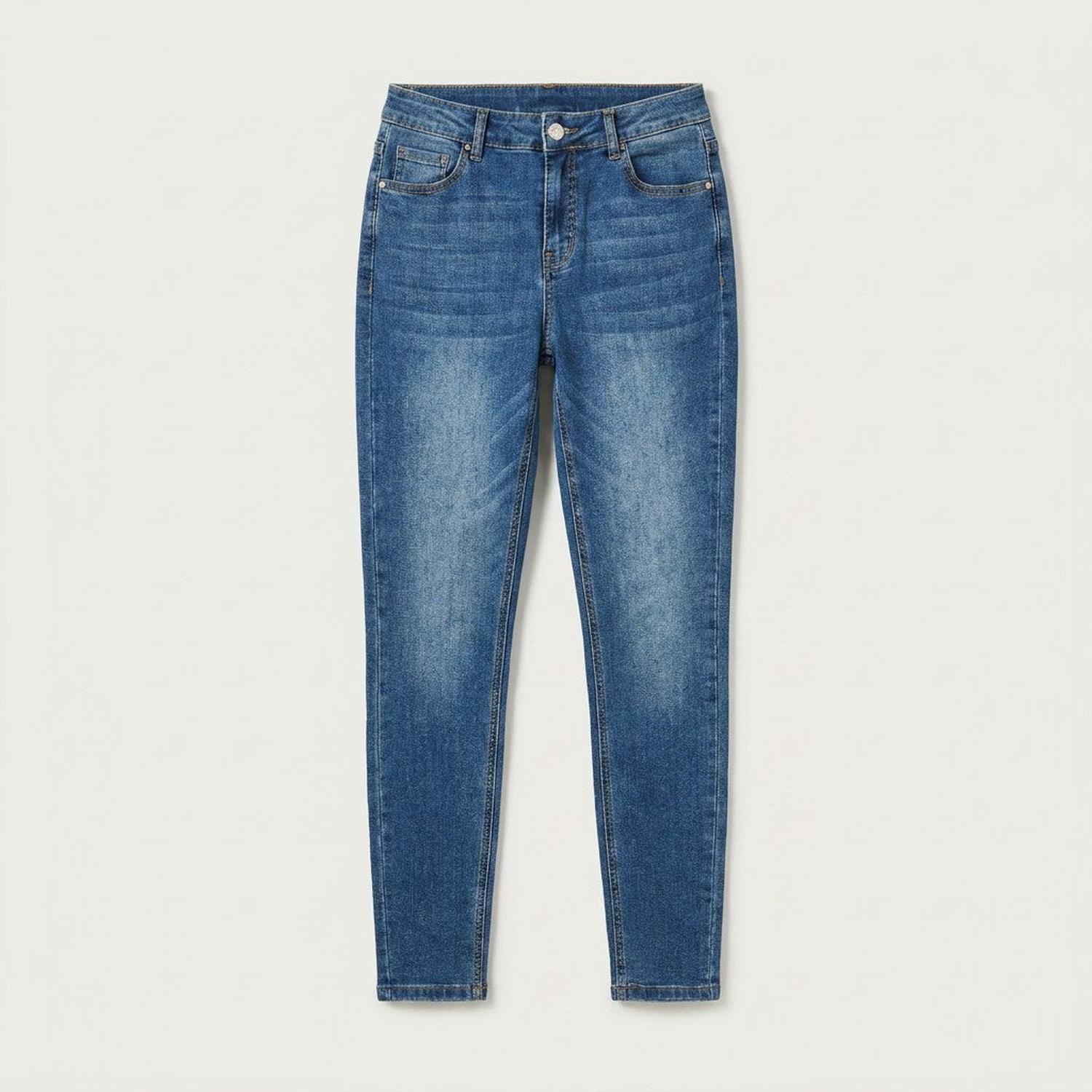 Jeans skinny tiro alto azul | Acuarela-4