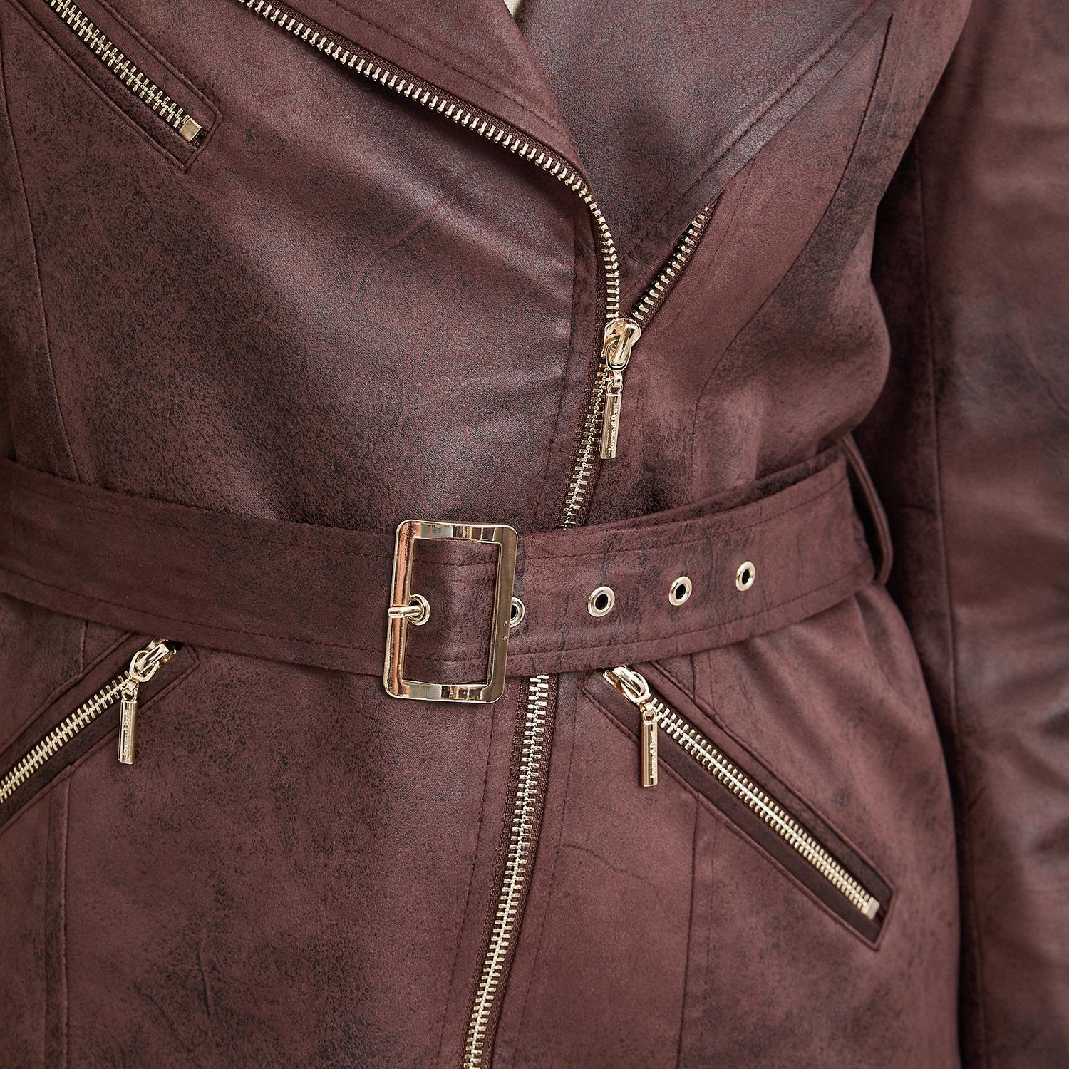 Casaca Biker de Suede Café-2