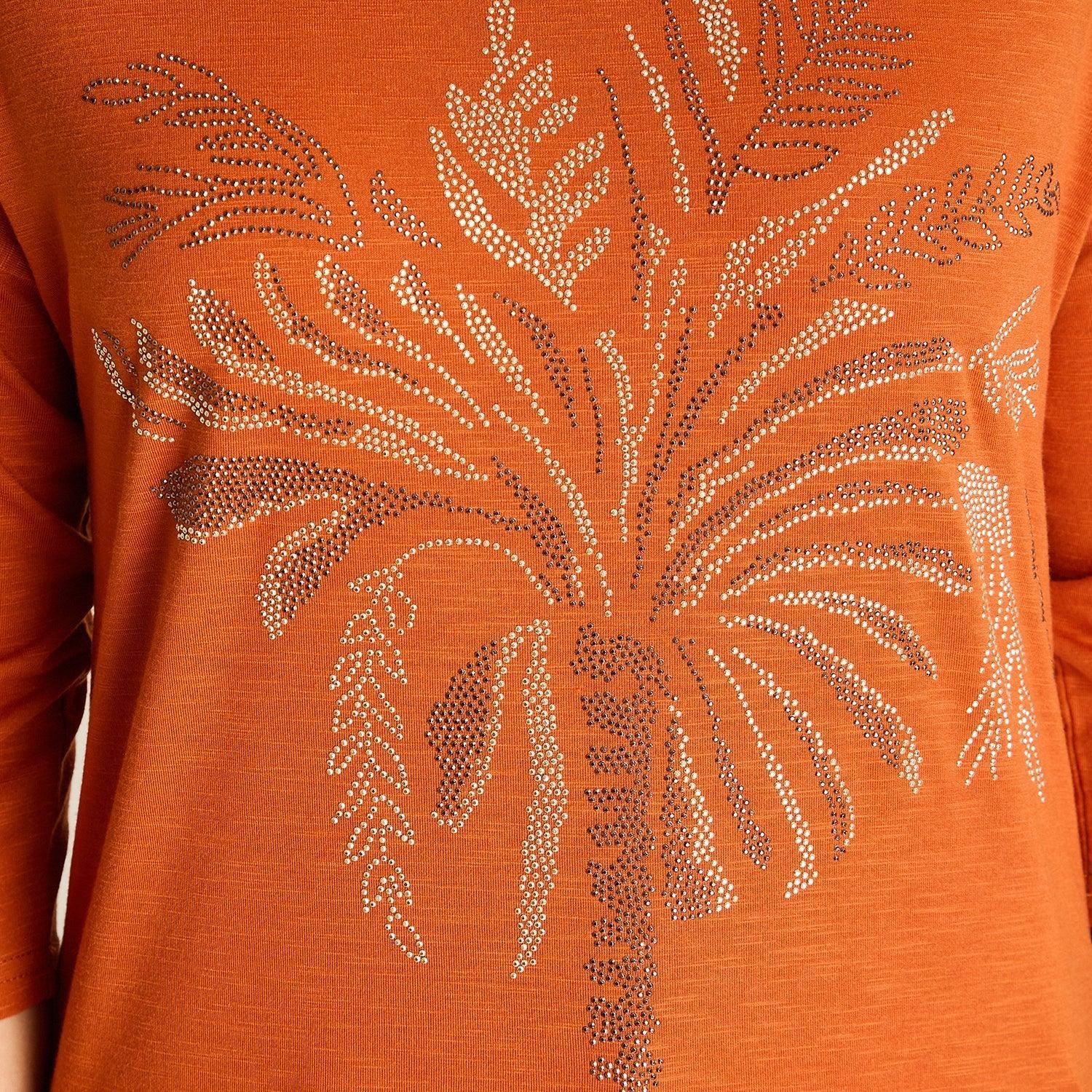 Polera Terracota Manga 3/4 Estampada-2