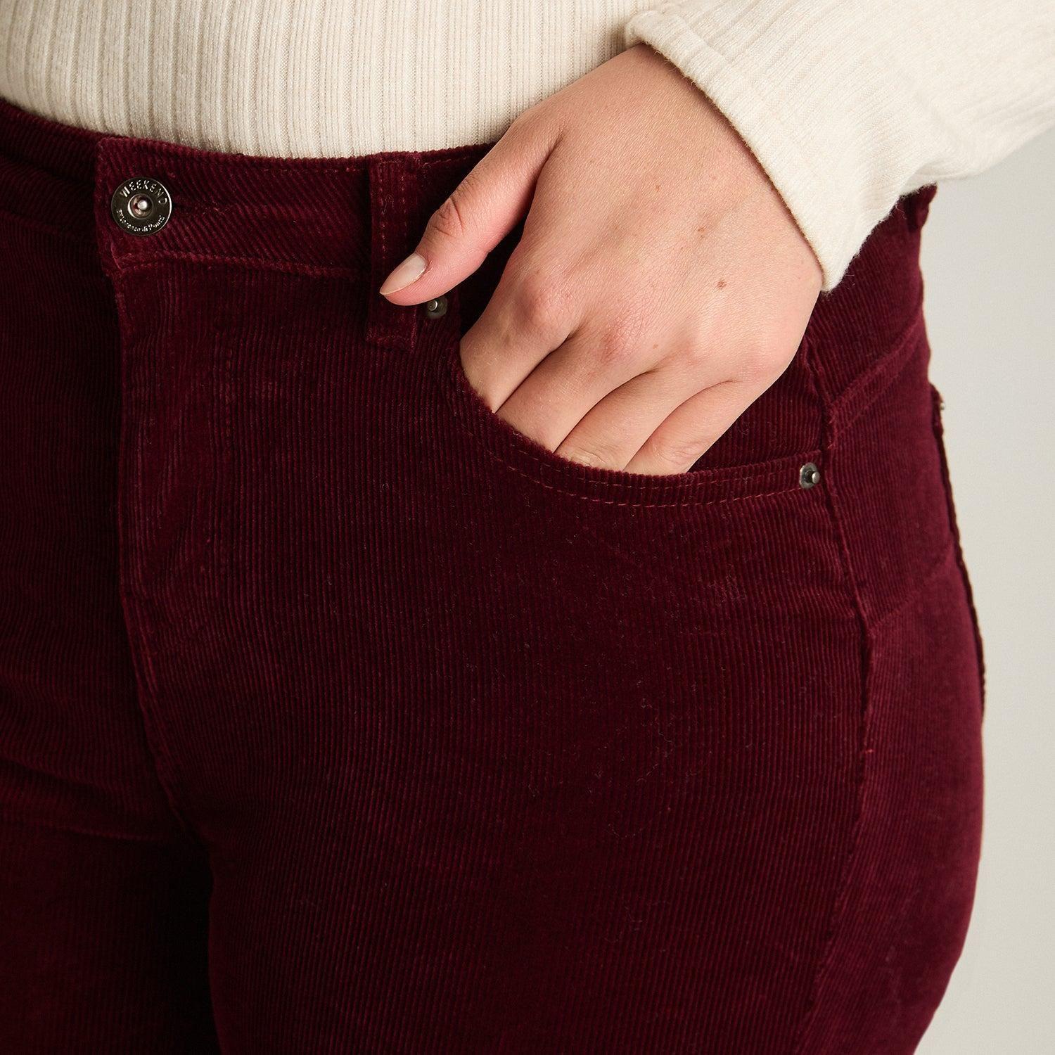 Pantalón Burdeo Cotelé Corte Flare-2