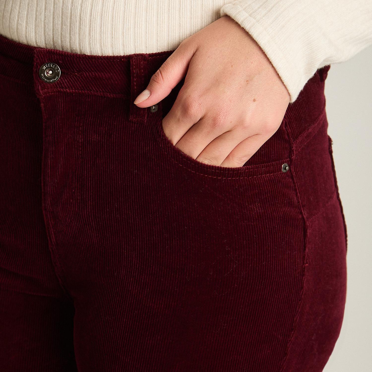 Pantalón Burdeo Cotelé Corte Flare-2