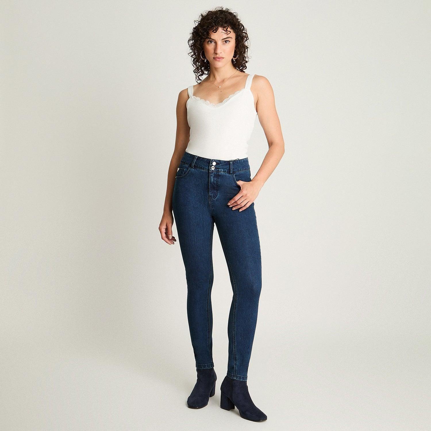 Jeans Skynny Push Up Control De Abdomen Azul Marino-2