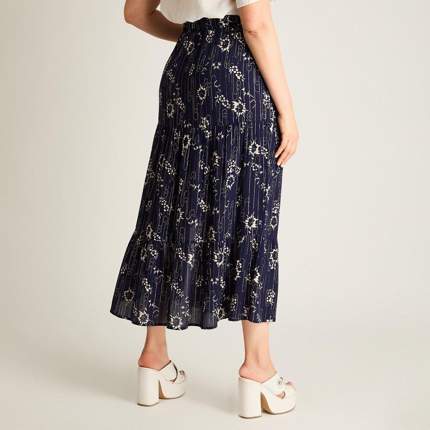 Falda Azul Maxi No Elasticado Calce Normal-1