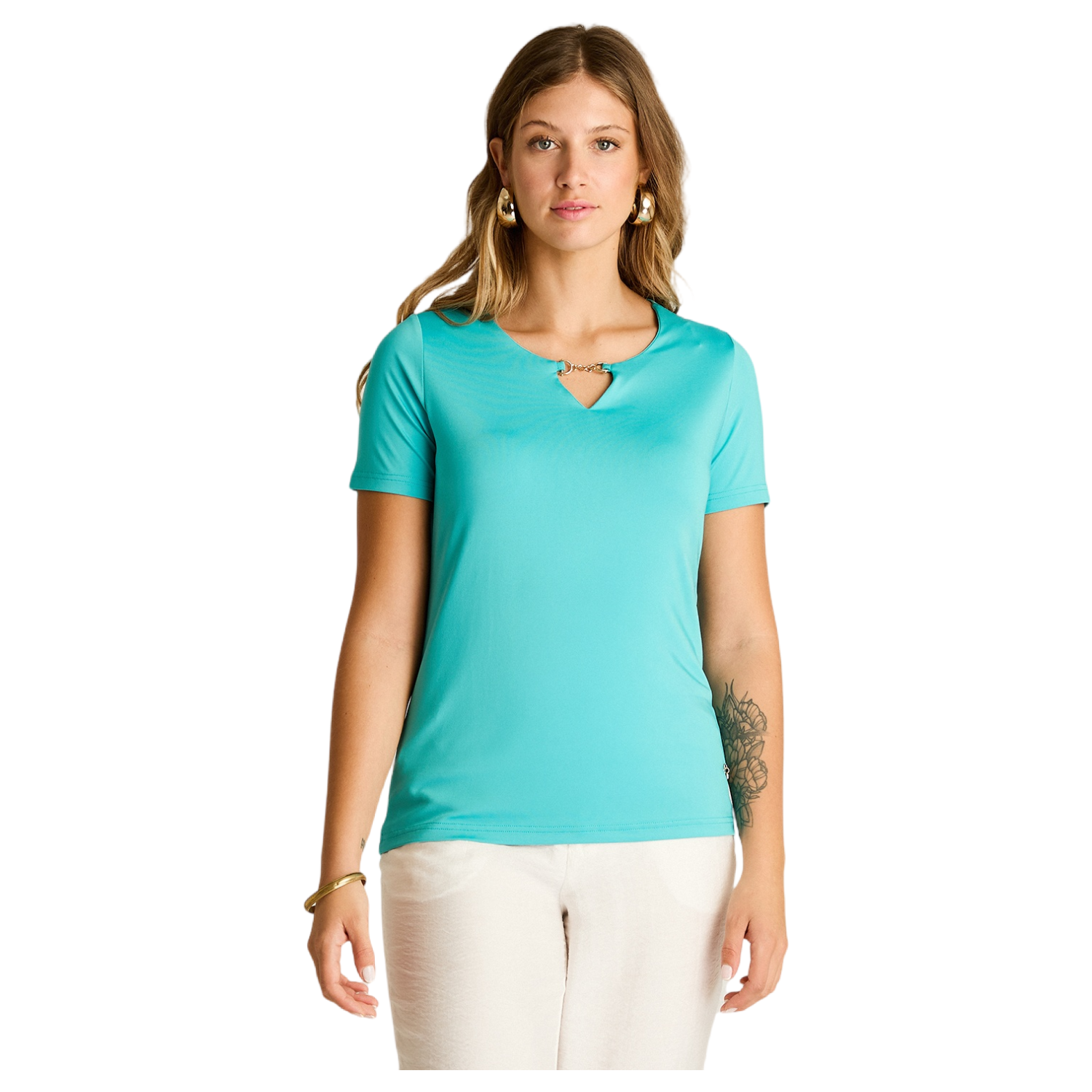 Polera Agua Manga Corta Escote Partida-0