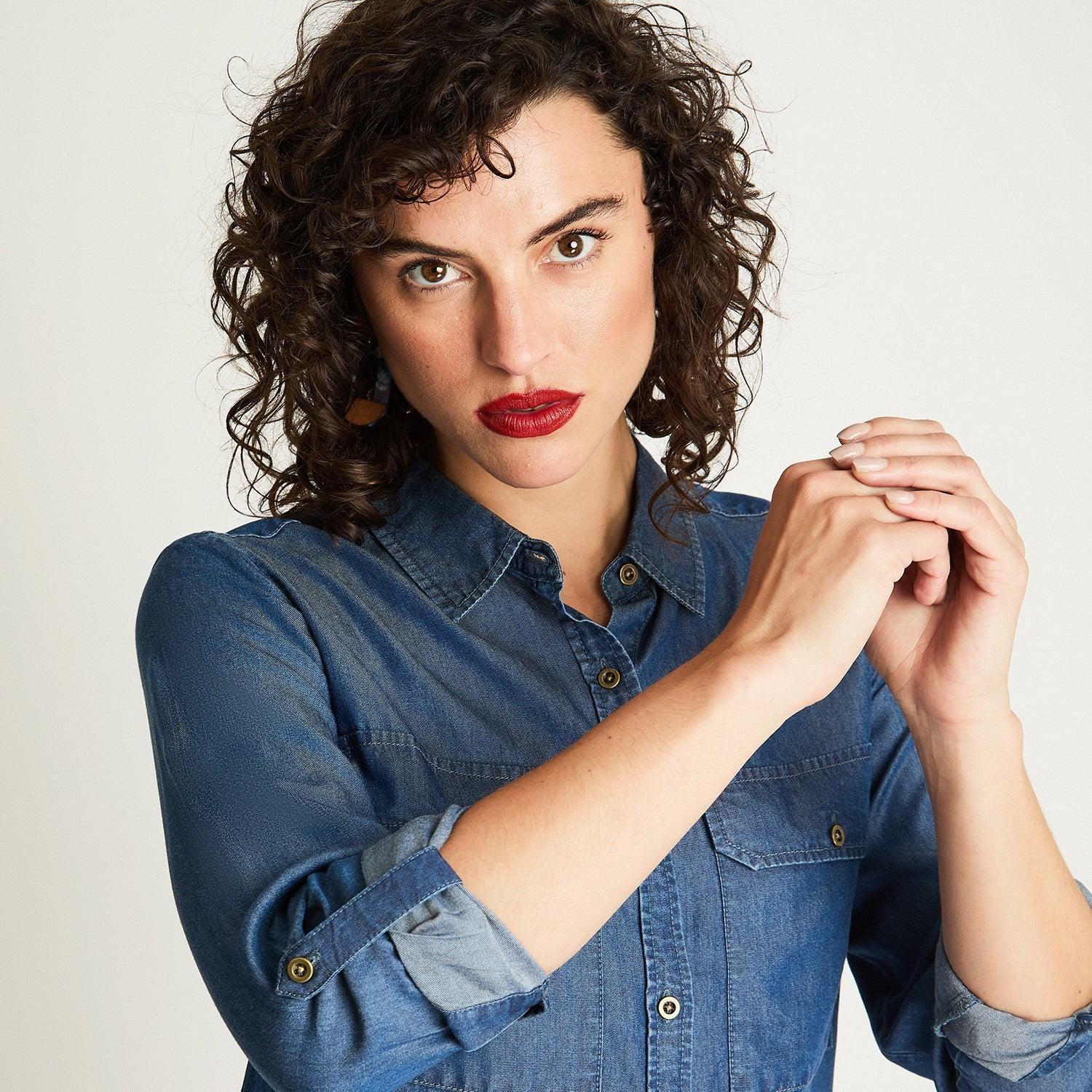 Blusa Manga Larga Lyocell Denim Azul-2
