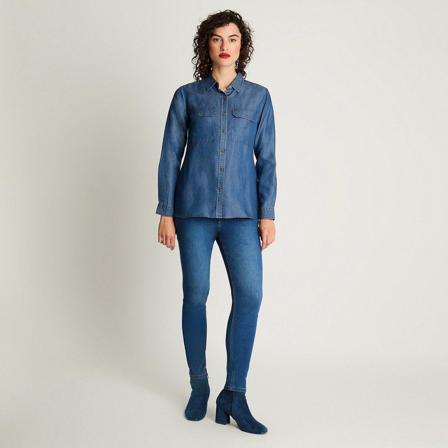 Blusa Manga Larga Lyocell Denim Azul-3