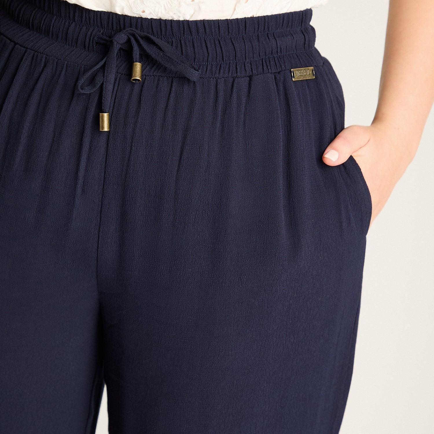 Pantalón Sport Azul Palazzo Elasticidad Media Calce Holgado-2