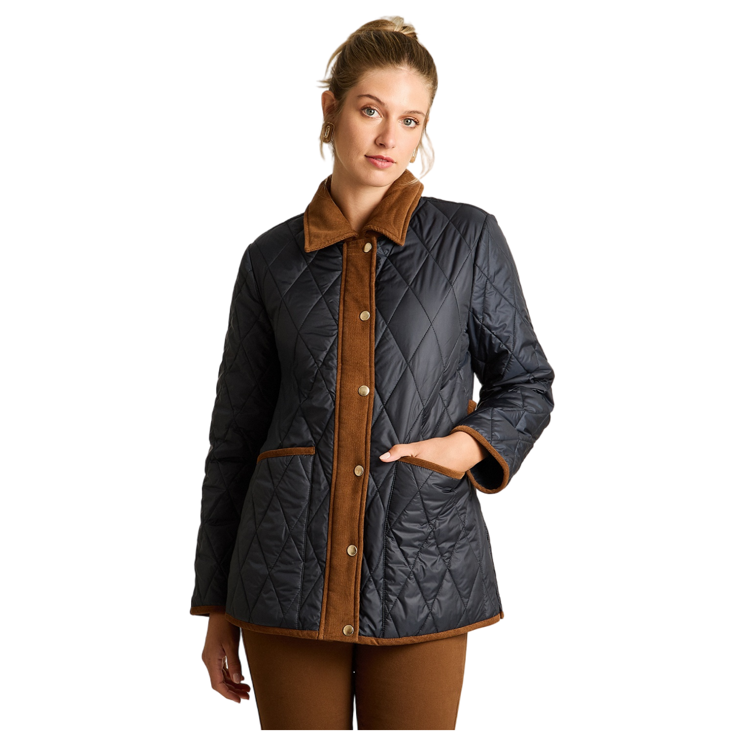 Chaqueta Azul Quilted con Detalles de Cotelé y Forro-0