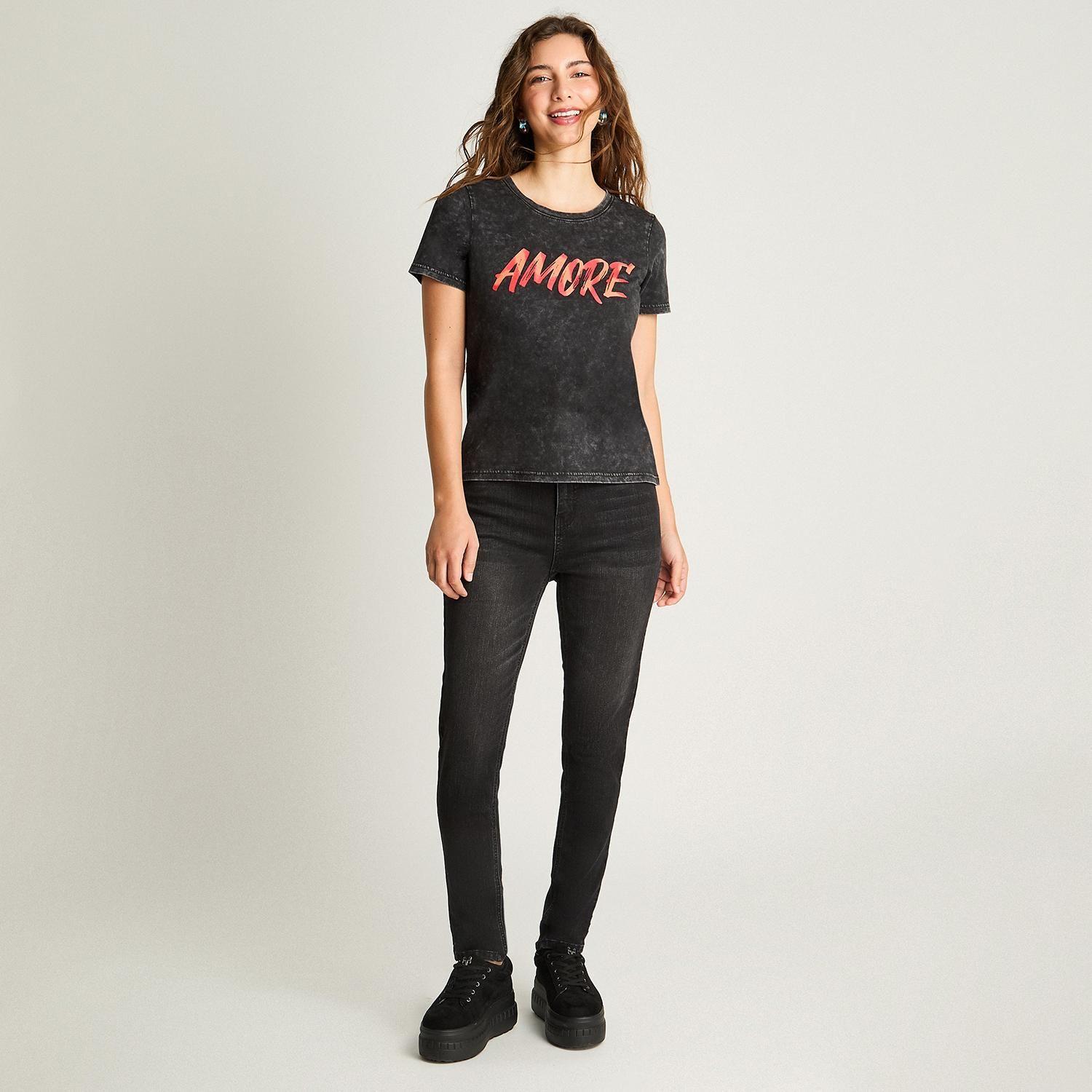 Polera Manga Corta Básica Acid Wash Gris-3