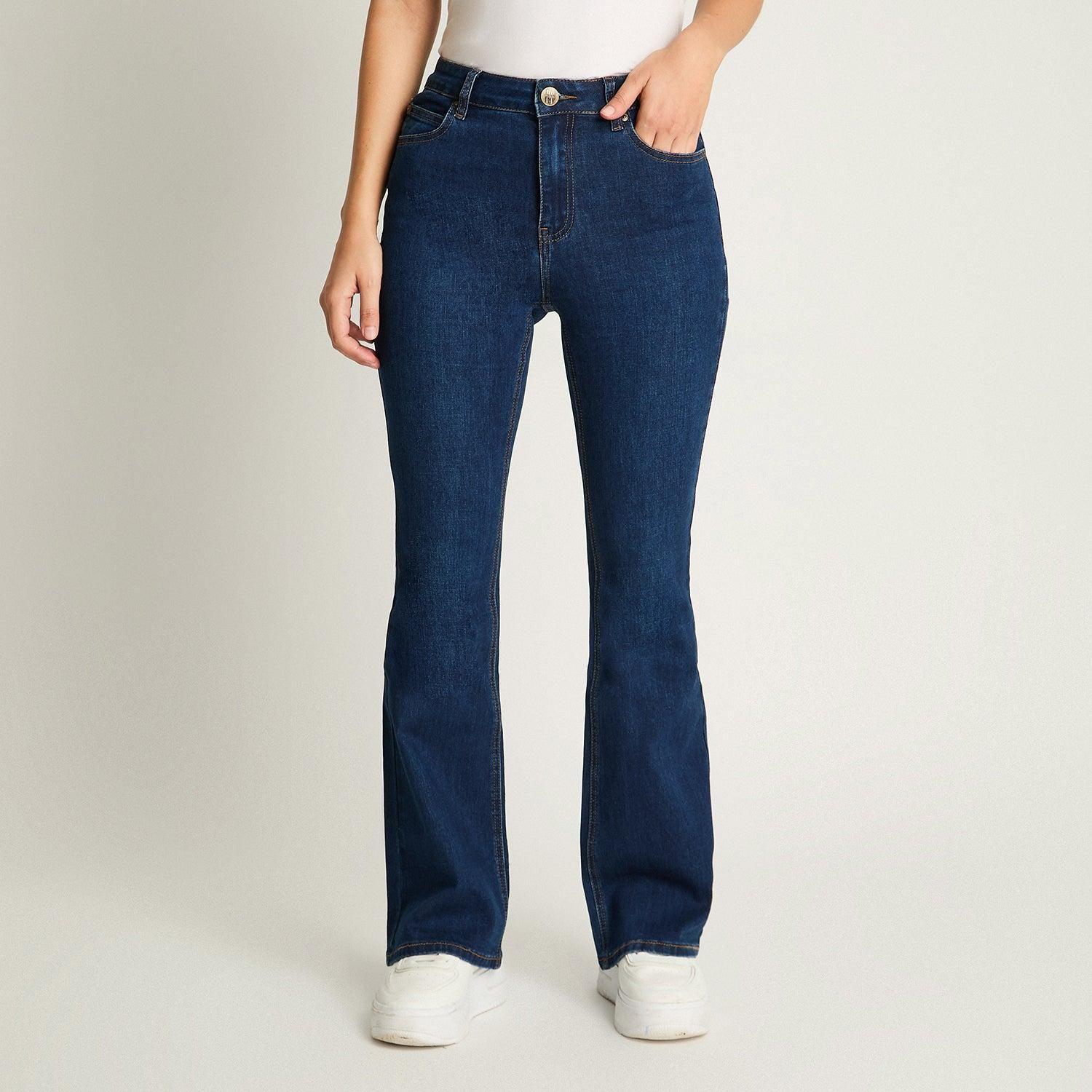 Jeans 5 Bolsillos Flare Azul Marino-0
