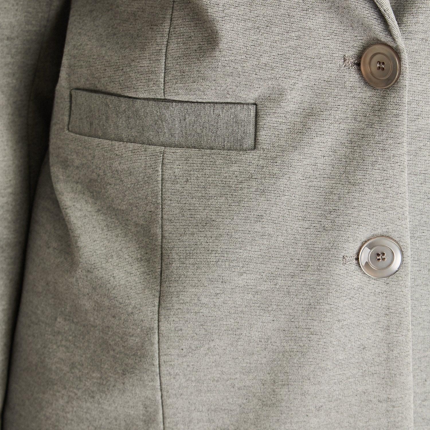 Blazer Gris Básico Punto Roma con Dos Bolsillos-4