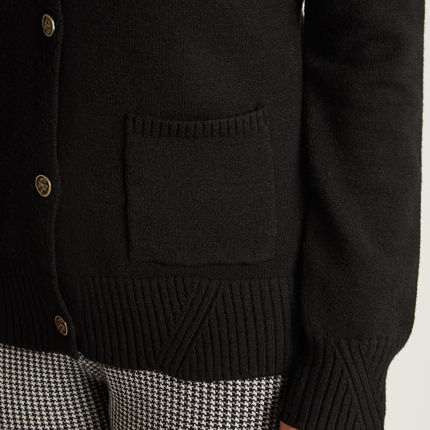 Cardigan Negro Manga Larga Tejido-2