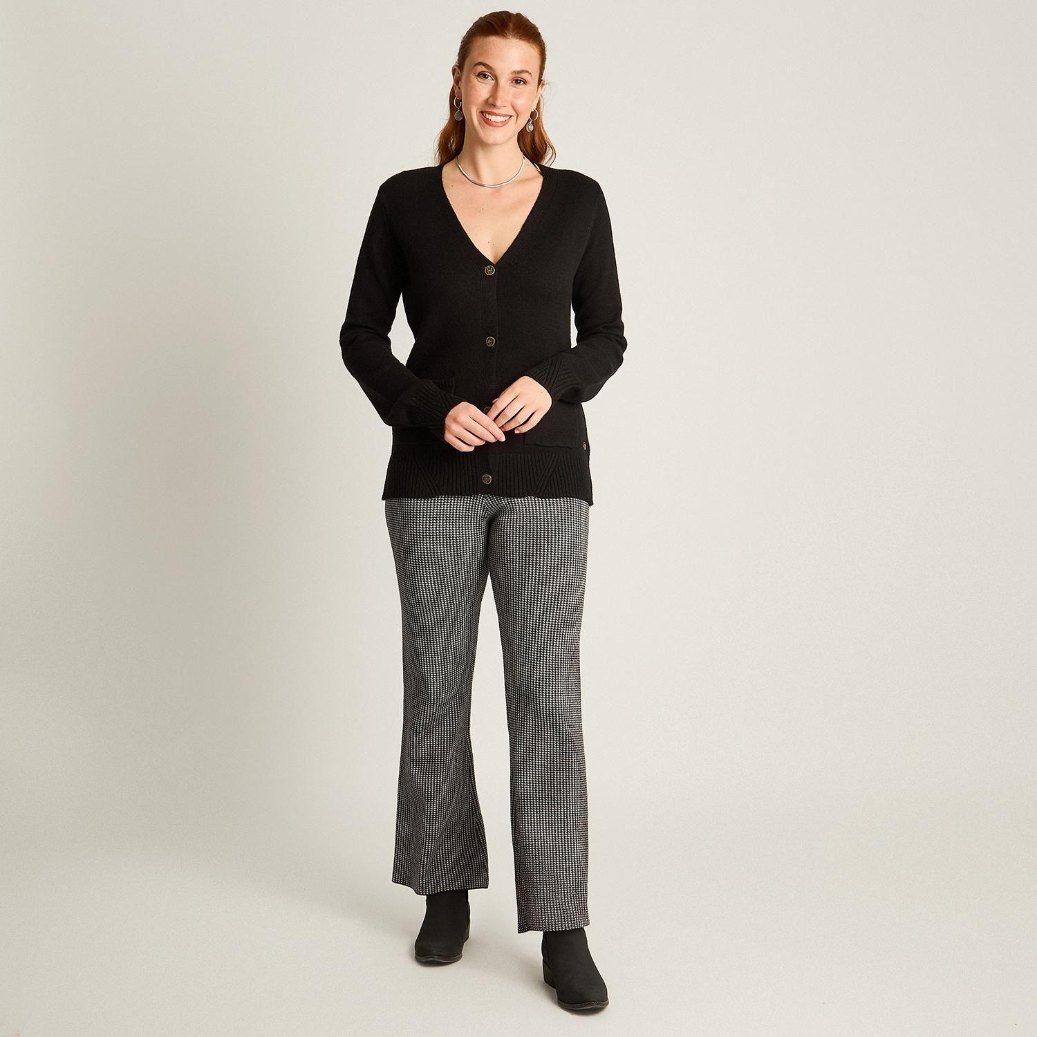 Cardigan Negro Manga Larga Tejido-3