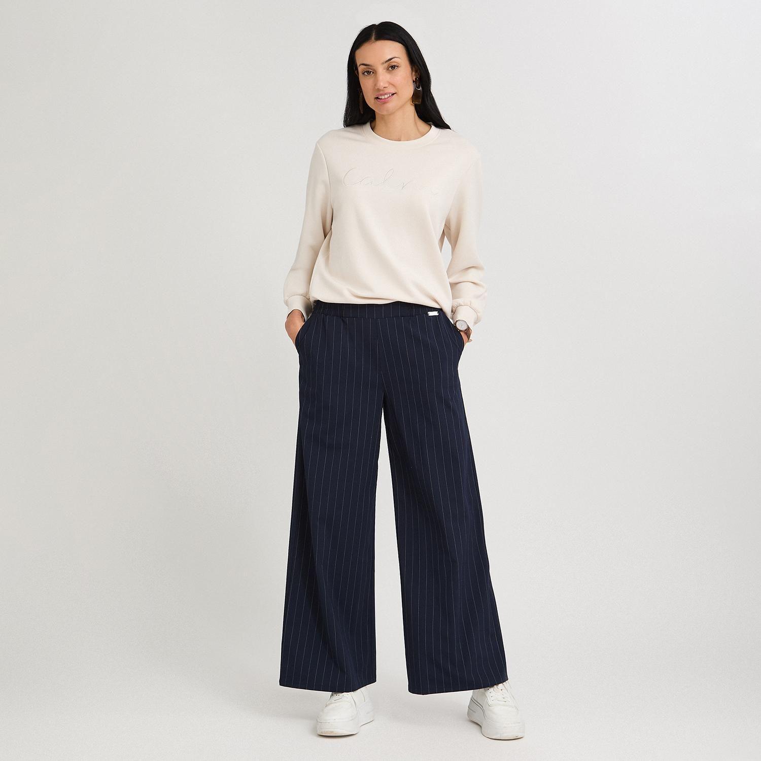 Pantalón Sport Palazzo Pretina Elasticada Azul-3