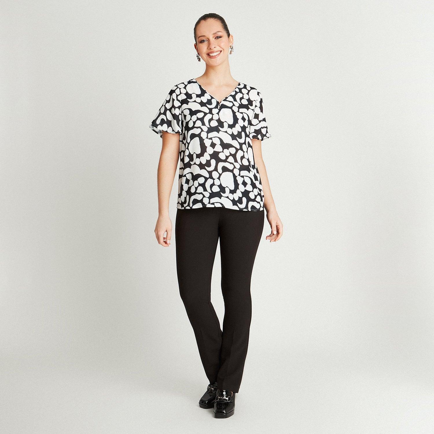 Blusa Crudo Manga Corta Cuello V-3