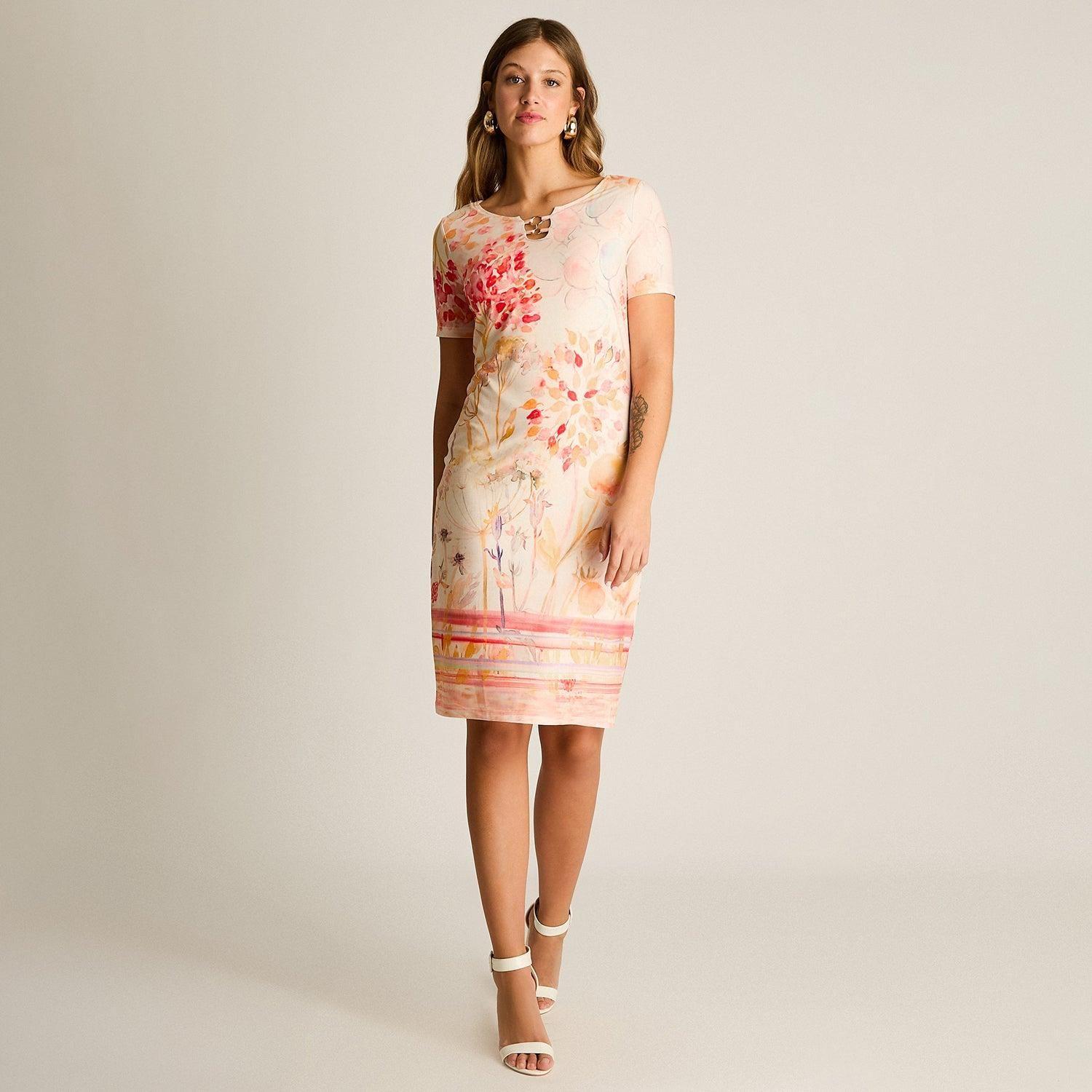 Vestido Corto Naranjo Floral-3
