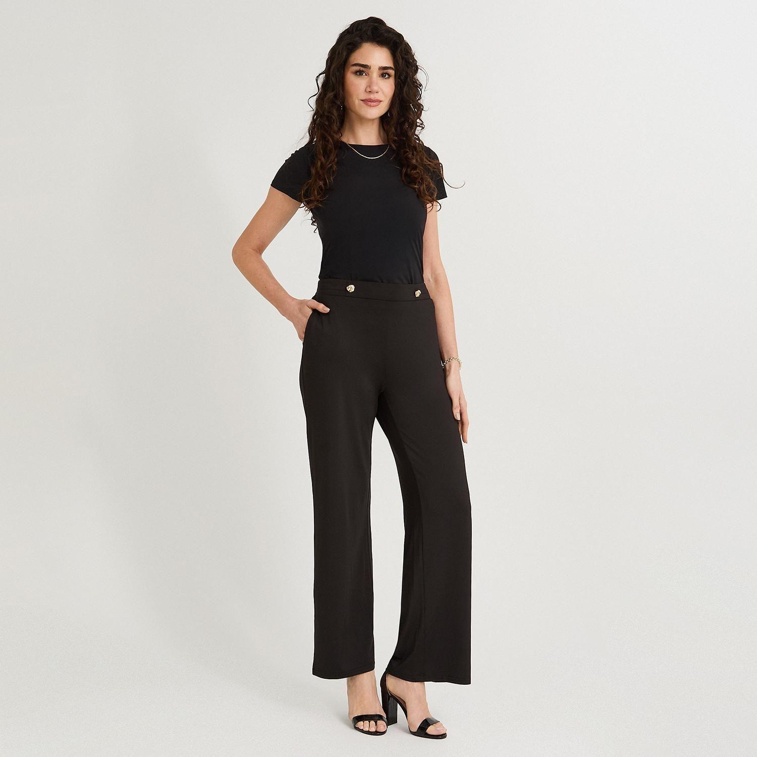 Pantalón Sport Palazzo Polyspandex Negro-3