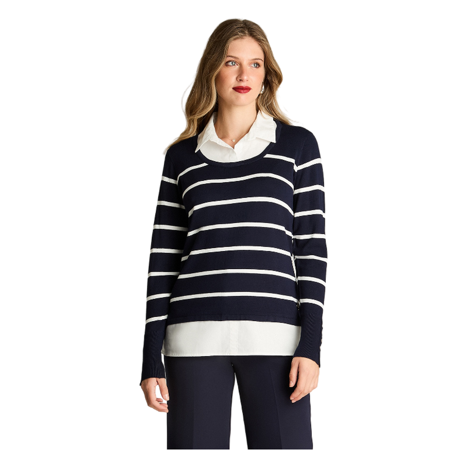 Sweater Manga Larga Twin Set Camisero Azul-0