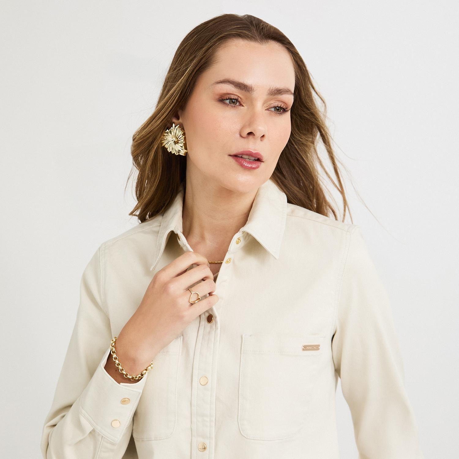 Casaca de Denim Entallada Beige-2