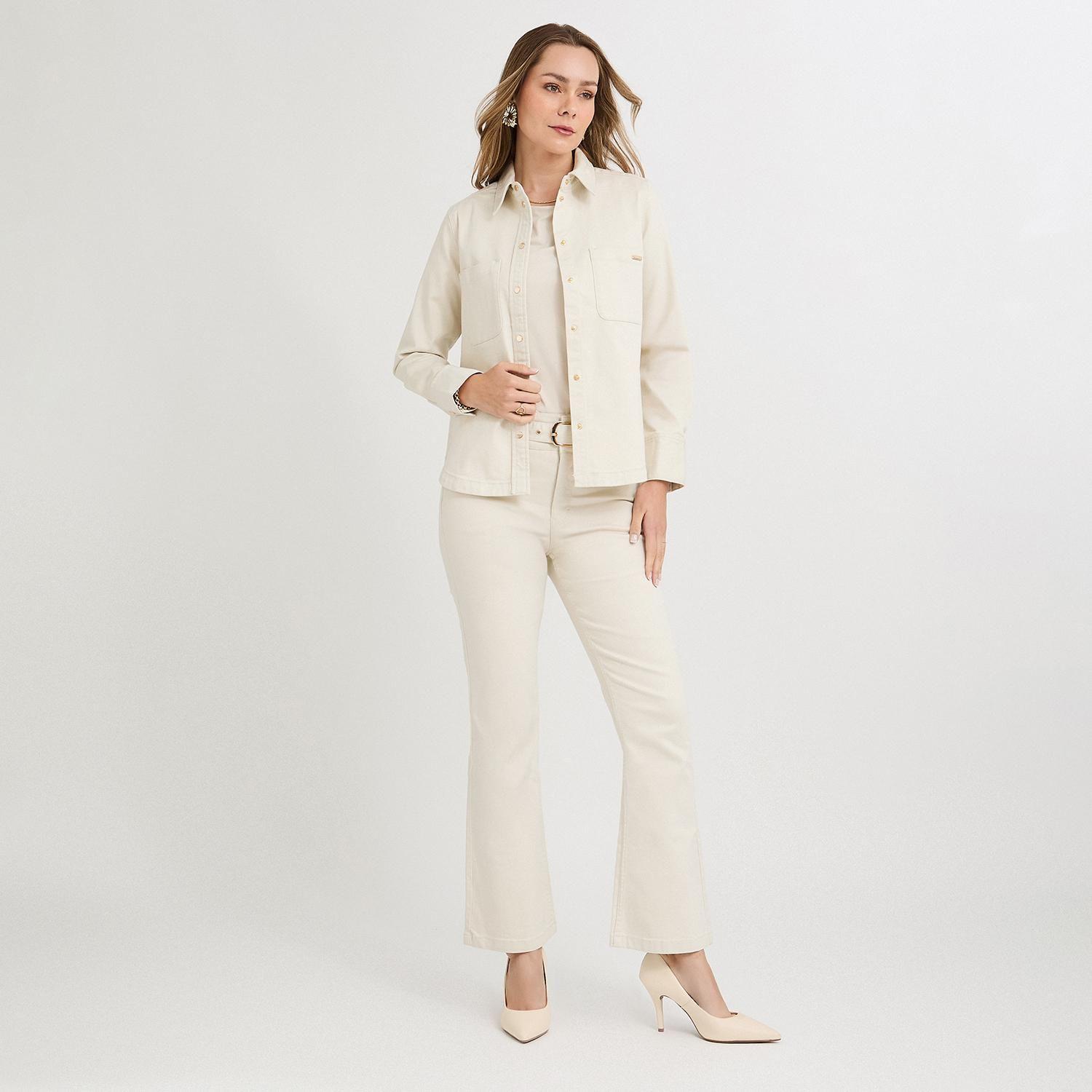 Casaca de Denim Entallada Beige-3