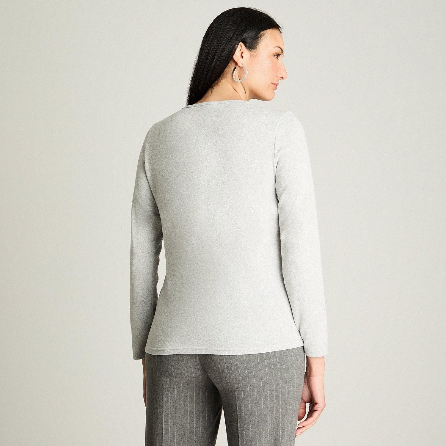 Polera Tejida Escote Redondo Estampada Gris-1